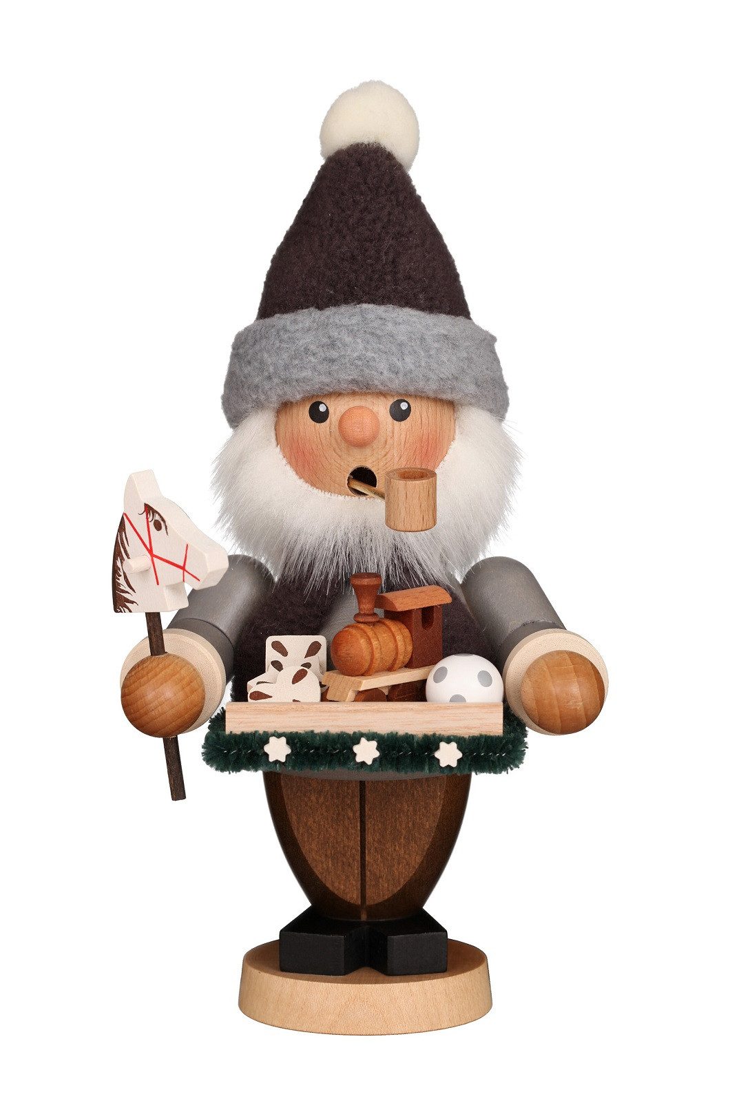 Christian Ulbricht Räuchermännchen Christian Ulbricht Räuchermann Spielzeughändler grau, (1 St), Handarbeit aus dem Erzgebirge