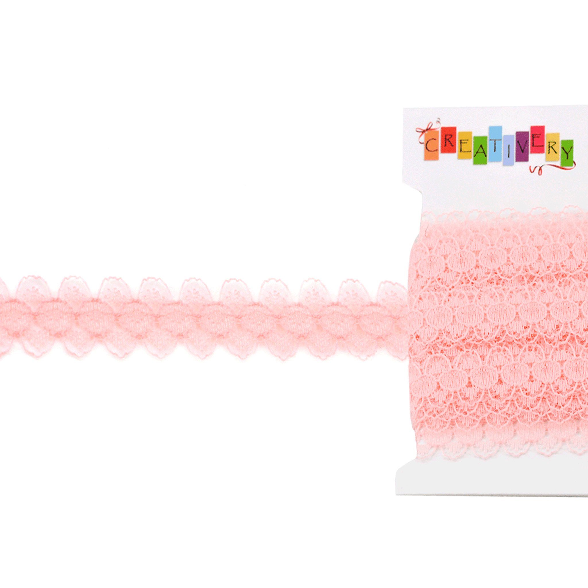 Creativery Borte, Spitzenband 15mm x 10m Rose