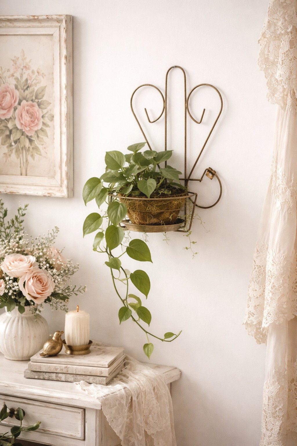 moebel-direkt-online Blumenampel antik goldfarben