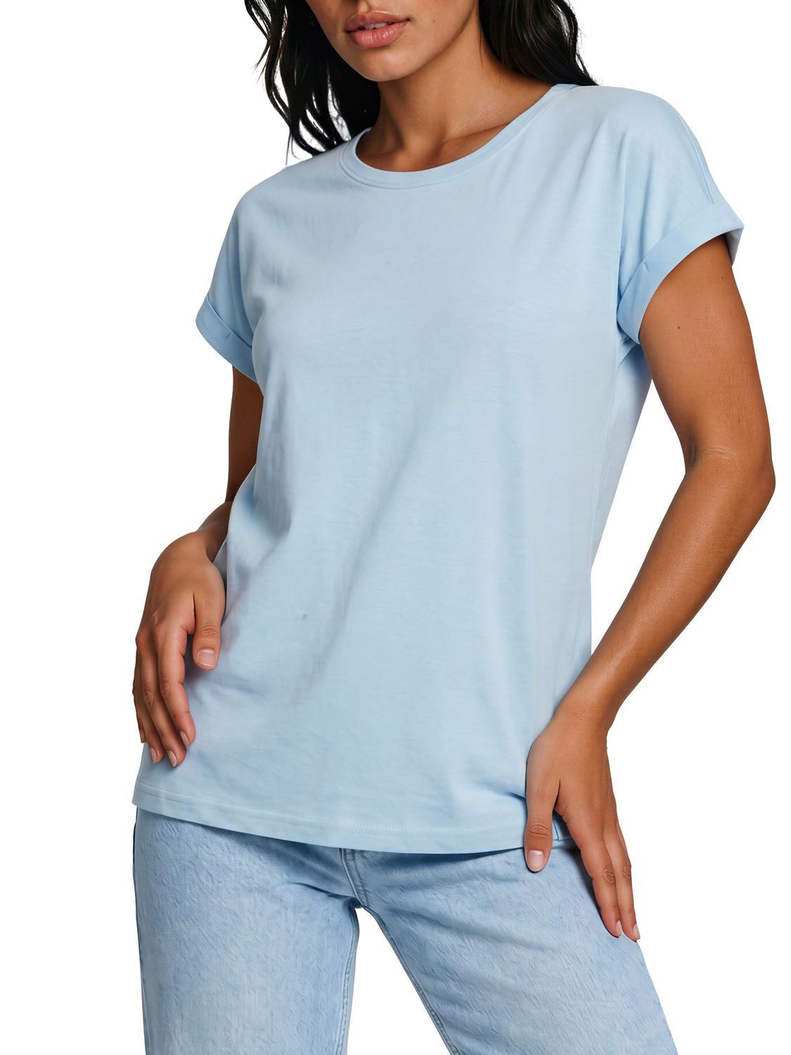 DENIMFY T-Shirt Damen Top DFSophie Regular Fit (1-tlg) kurzarm Sommershirt mit Rundhalsausschnitt