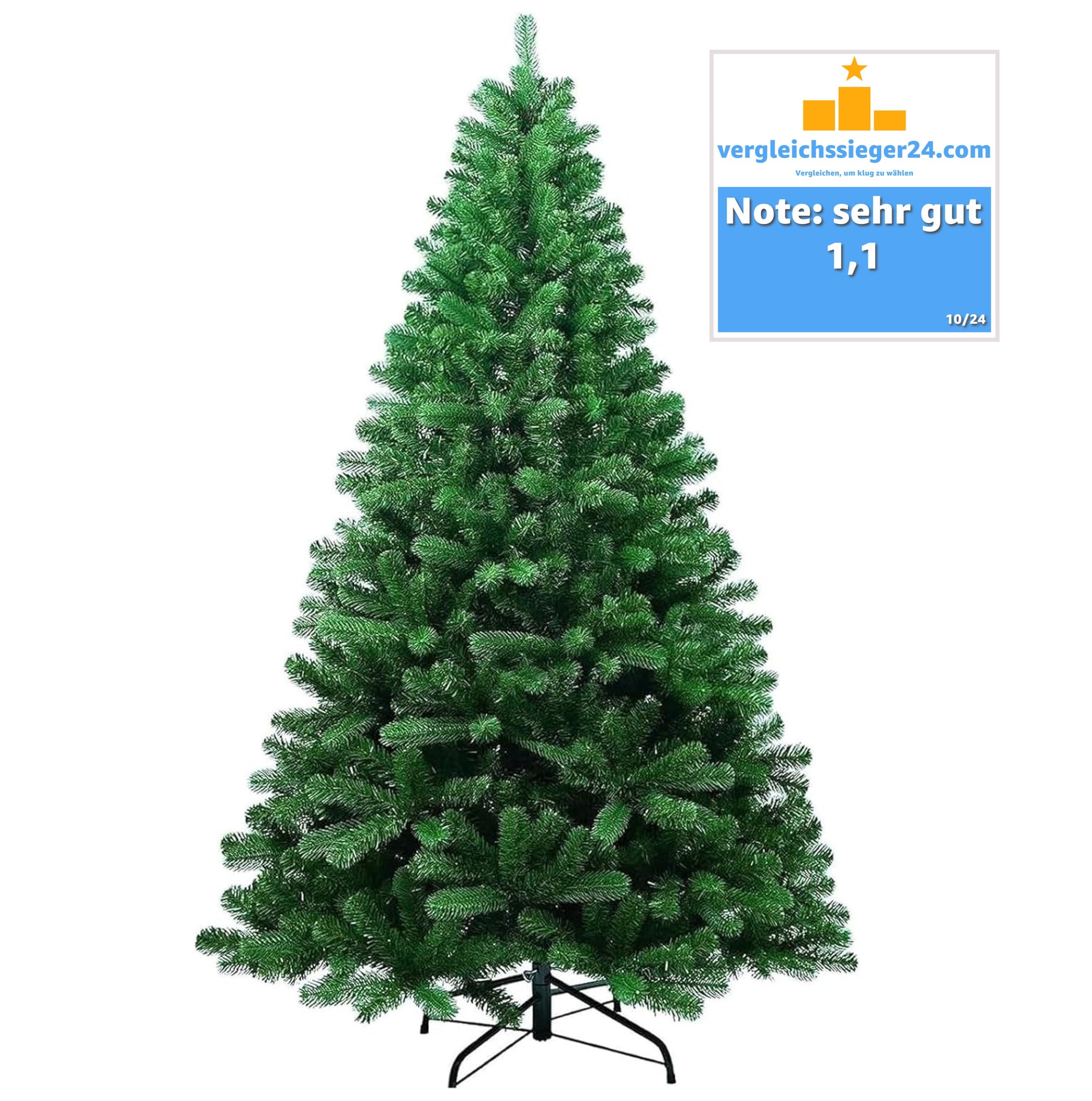 happymas Künstlicher Weihnachtsbaum Weihnachtsbaum grün künstlich 180 cm - täuschend echter Tannenbaum, Tannenbaum