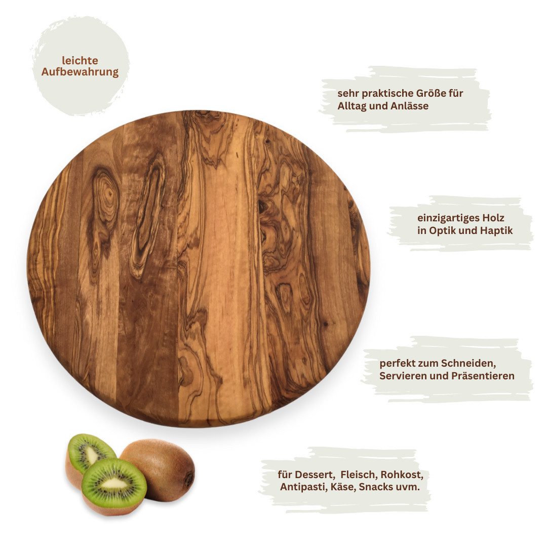 medina mood Schneidebrett The Goldcoin, rund, handgefertigt aus Olivenholz