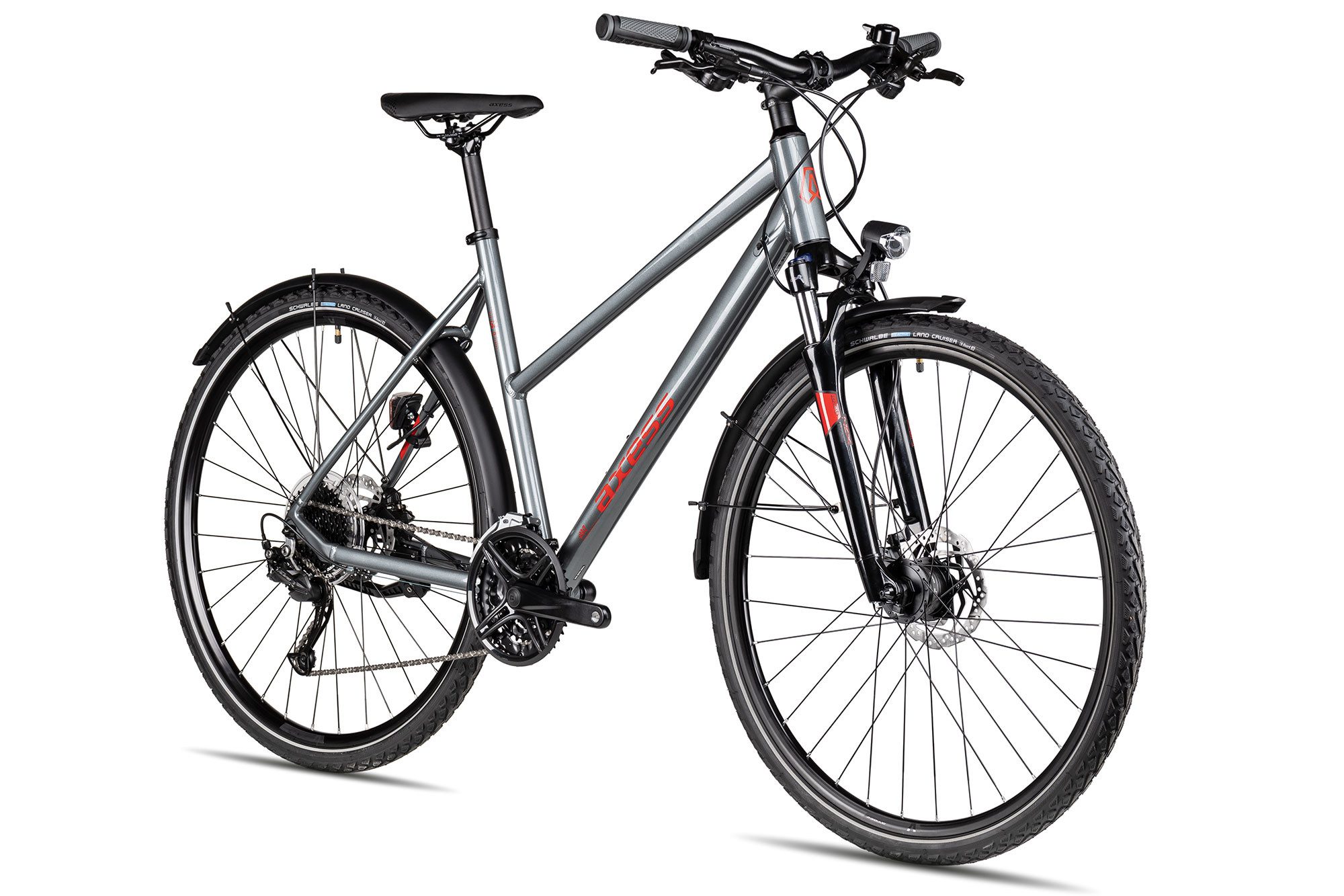 Axess Crossrad VERIS STREET Trapez, 27 Gang Shimano RD-Alivio M3100-9 Schaltwerk, Kettenschaltung, Damenrad 28 Zoll 27-Gang schwarz/grau
