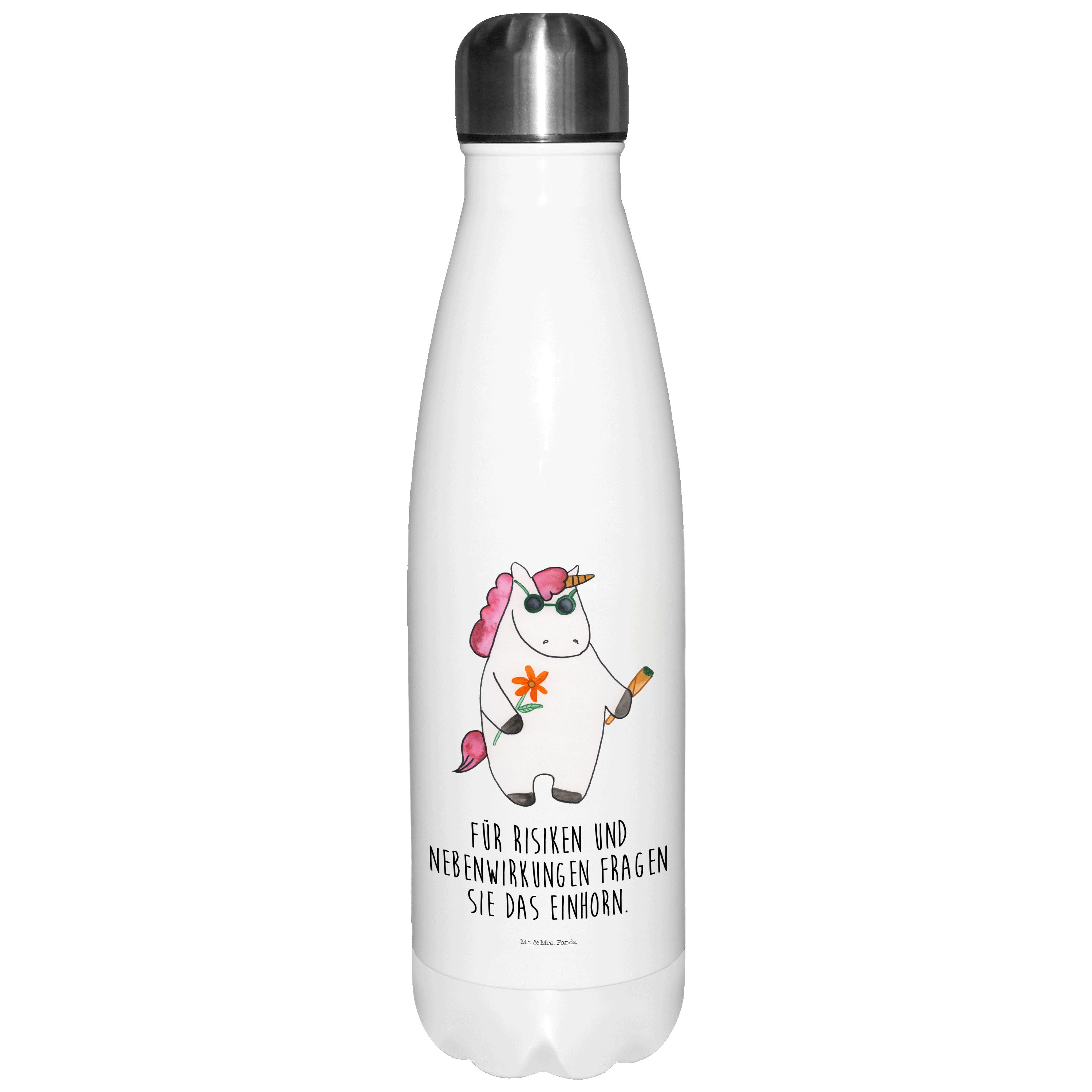 Mr. & Mrs. Panda Thermoflasche Einhorn Woodstock - Weiß - Geschenk, Isolierflasche, Einhorn Deko, Pa, Motivierende Sprüche