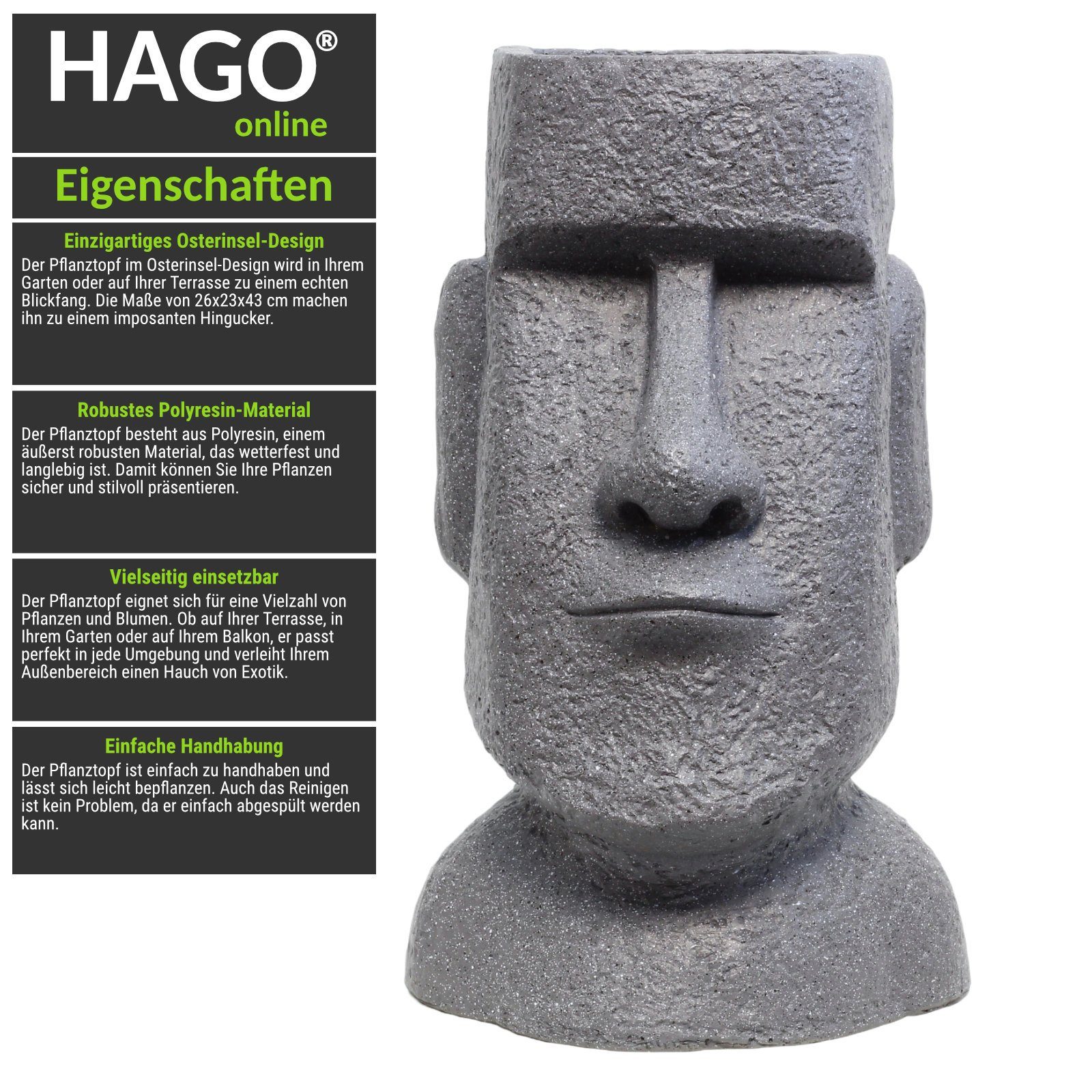 HAGO Buddhafigur Blumentopf Moai Osterinsel Eye-Catcher günstig online kaufen