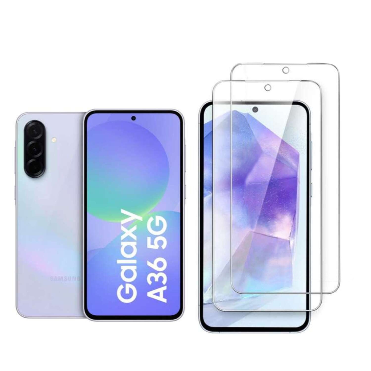 CLM-Tech Displayschutzglas für Samsung Galaxy A36 5G Panzerfolie kristallklar für Samsung Galaxy A36 5G, Panzerglas Folie - Anti-Fingerabdruck und kratzfest -, 2 Stück, Kristallklar