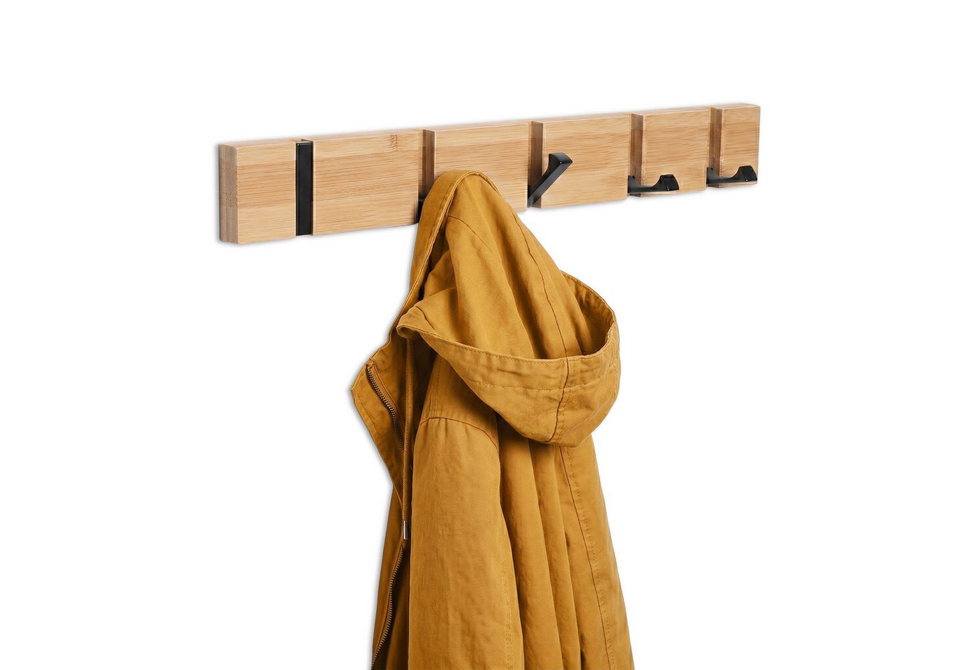 relaxdays Garderobenleiste mit klappbaren Haken (1 St), 5 Haken