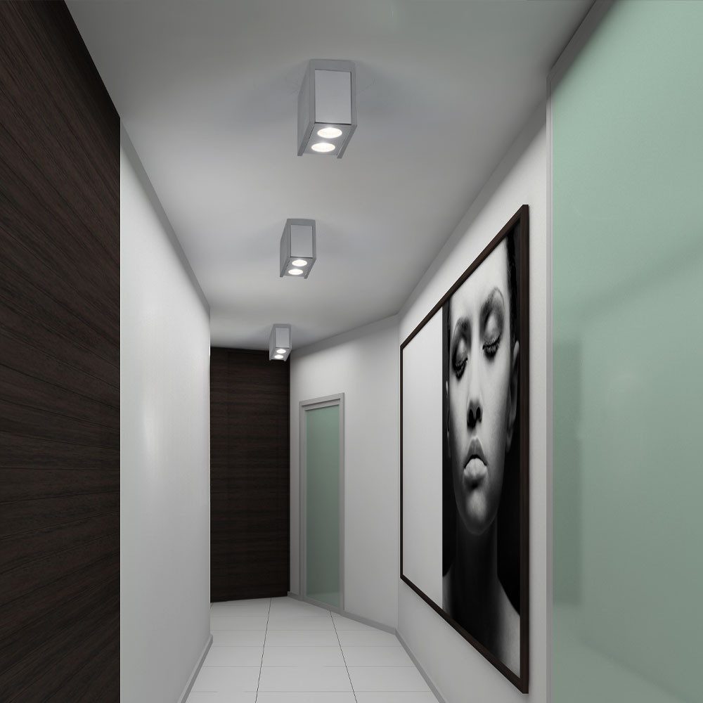 GLOBO LIGHTING Deckenspot, Leuchtmittel nicht inklusive, Deckenlampe Schlafzimmerleuchte Metall Beton grau 2 Flammig L 18 cm