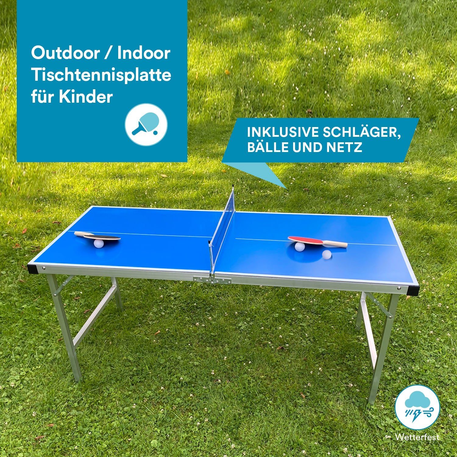 Skandika Tischtennisplatte, Transportrollen, Netz, schneller Aufbau, klappbar, platzsparend