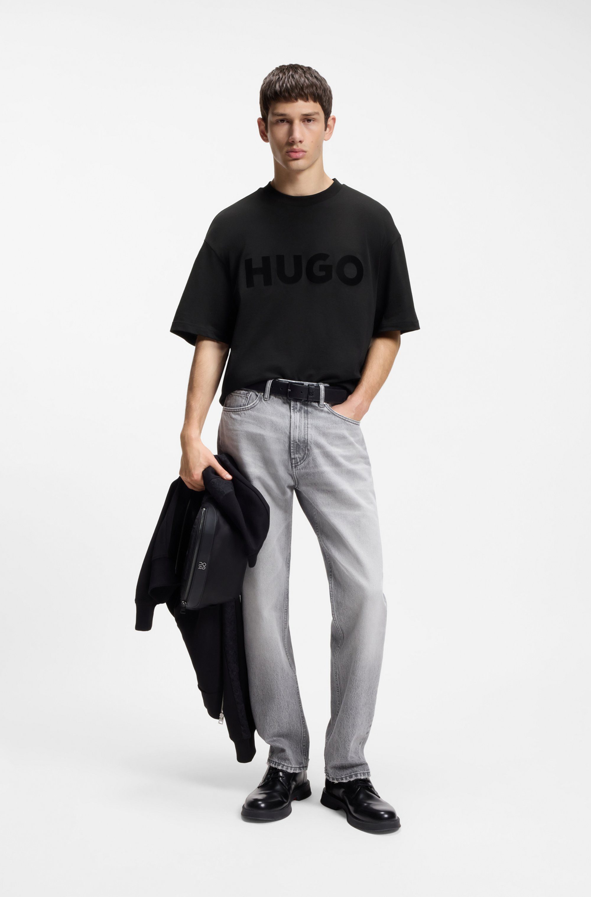 HUGO T-Shirt Dinkee Oversized-Fit, reine Baumwolle, Logo-Druck