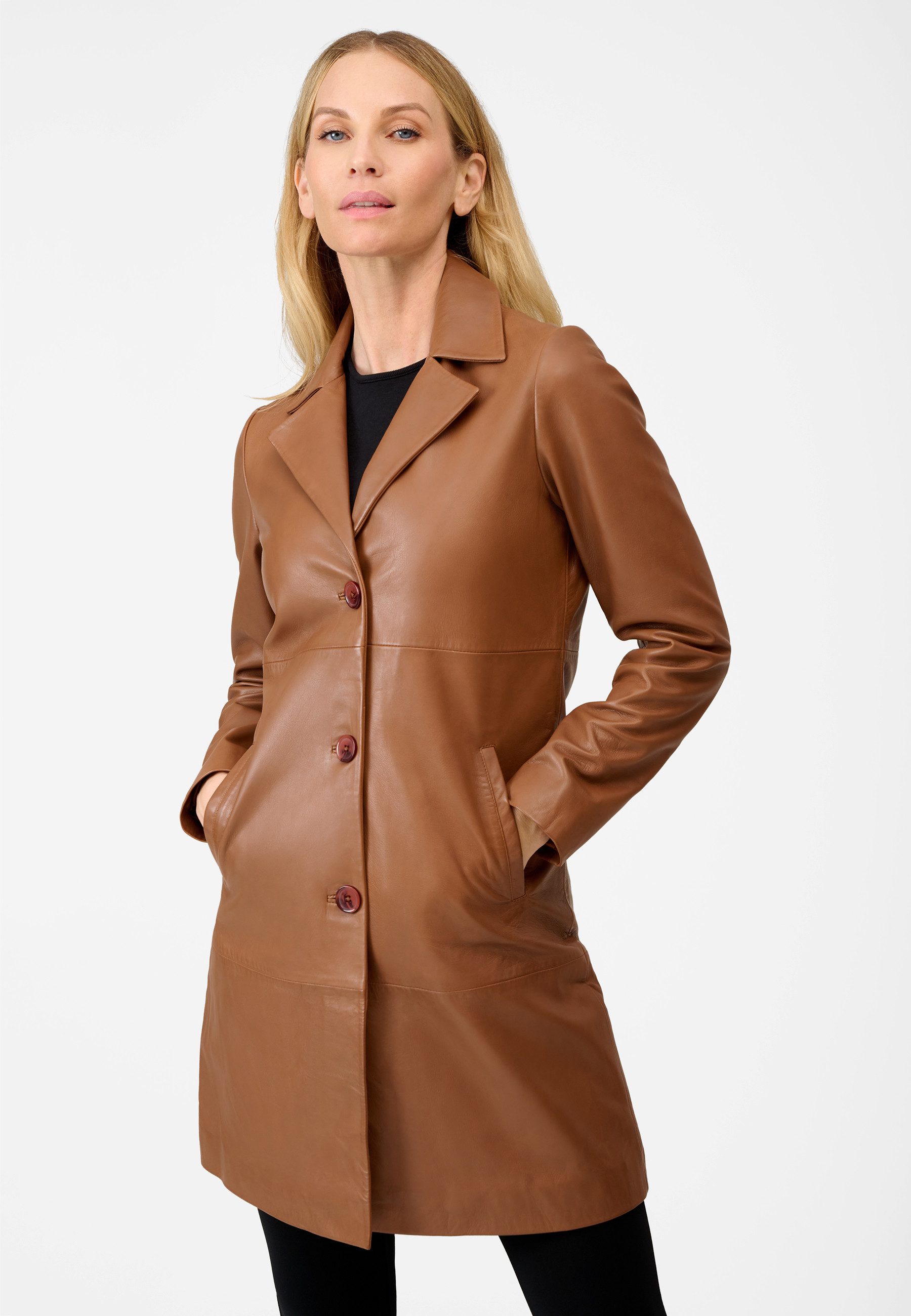 RICANO Ledermantel Marzia eleganter Ledermantel mit Reverskragen günstig online kaufen