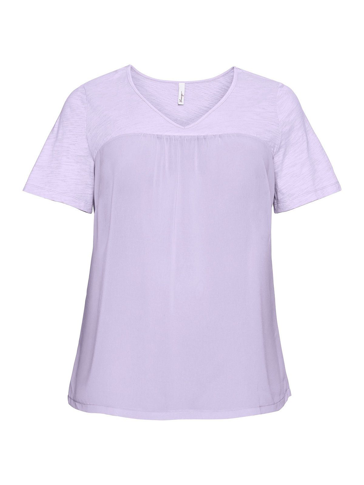 T-Shirt Sheego Materialmix, lavendel im A-Linie in Große Größen