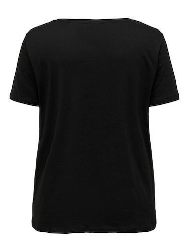 TEE V-Shirt ONLY CARBONNIE LIFE A-SHAPE Black S/S V-NECK CARMAKOMA