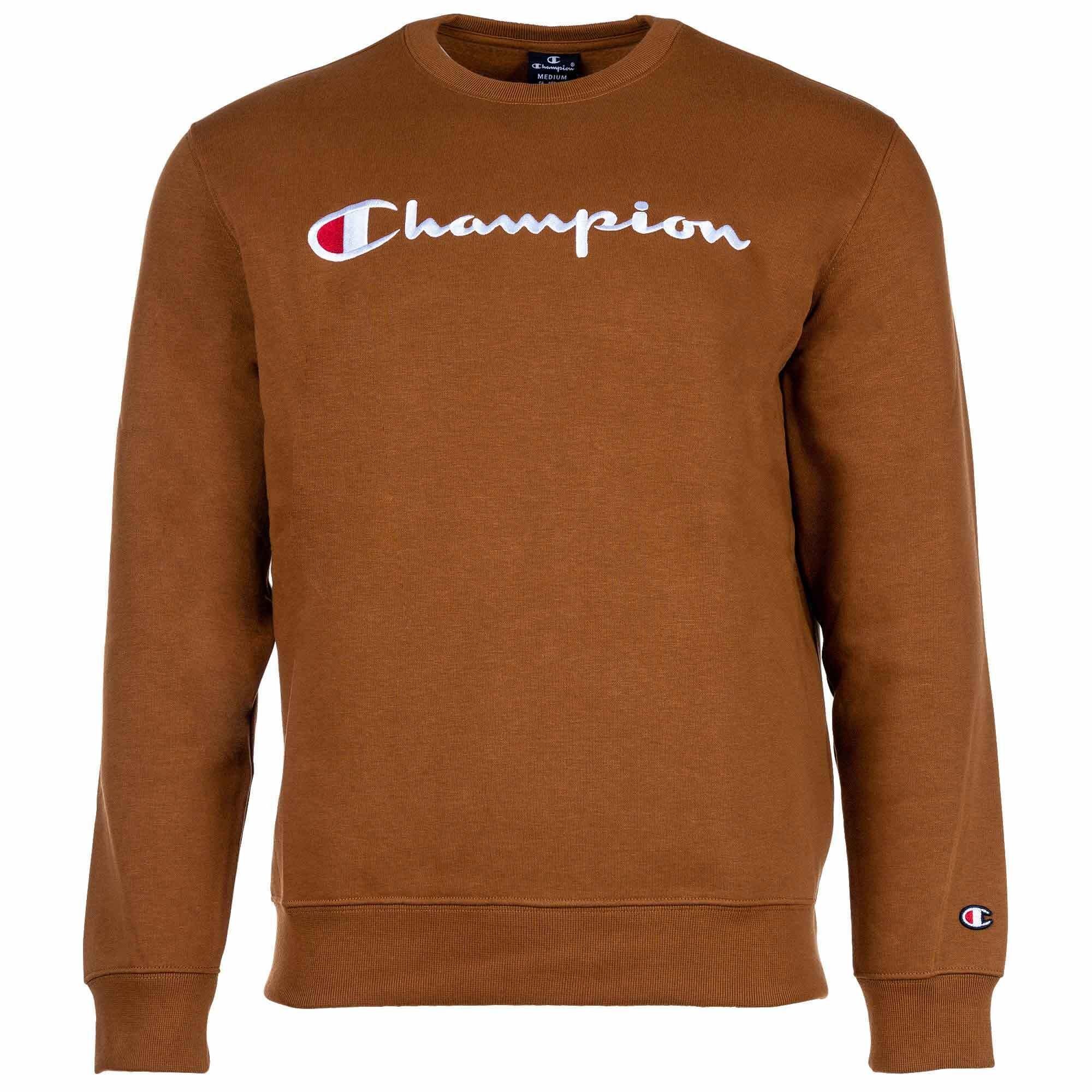 Champion Sweatshirt Herren Sweatshirt - Crewneck, Langarm, Logo Braun