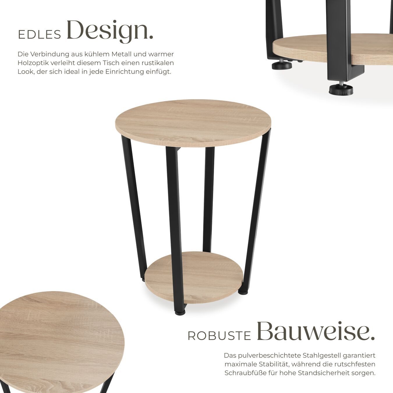 tectake Beistelltisch Swindon (1-St., 1 tlg), Trendiger Beistelltisch im schicken Industrial Look