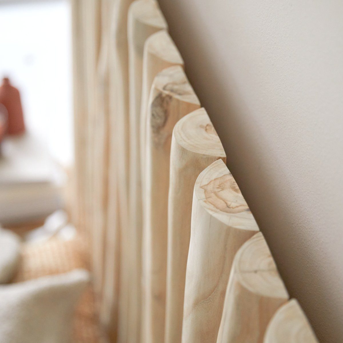 Tikamoon Massivholzbett Kopfteil Bett Treibholz Teakholz helles Holz Schlafzimmer 180 River Ne (1-tlg)