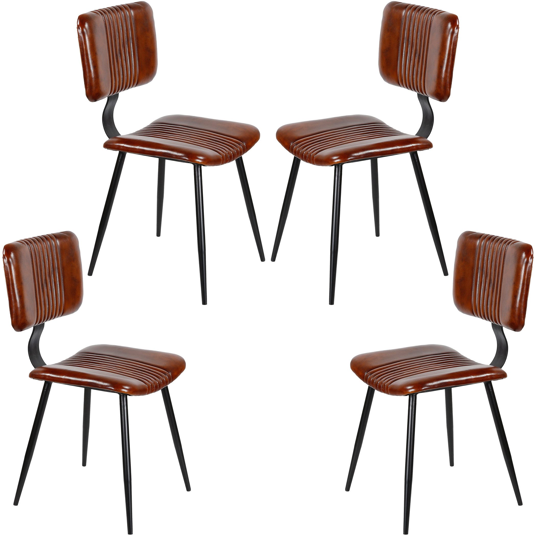 Casa Moro Esszimmerstuhl Esszimmerstühle Braun Leder Стільці 2er-Set (Schicker Echtleder Stuhl in Mid-Century Industrial Chic), Echtleder Stuhl als 2er, 4er, 6er, 8er Set Lederstühle