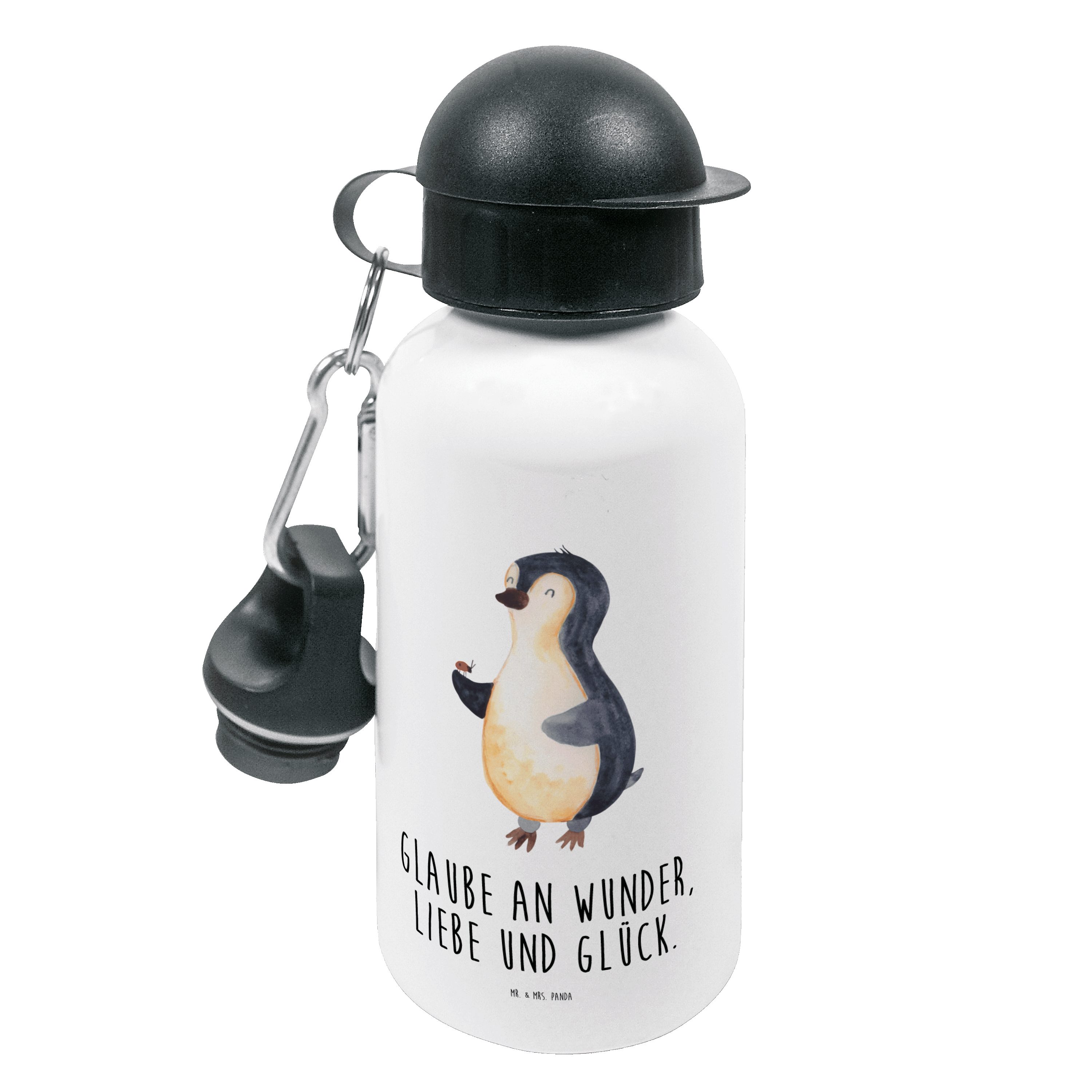 Mr. & Mrs. Panda Trinkflasche Pinguin Marienkäfer - Weiß - Geschenk, Kindertrinkflasche, Kinderflas, Farbenfrohe Motive