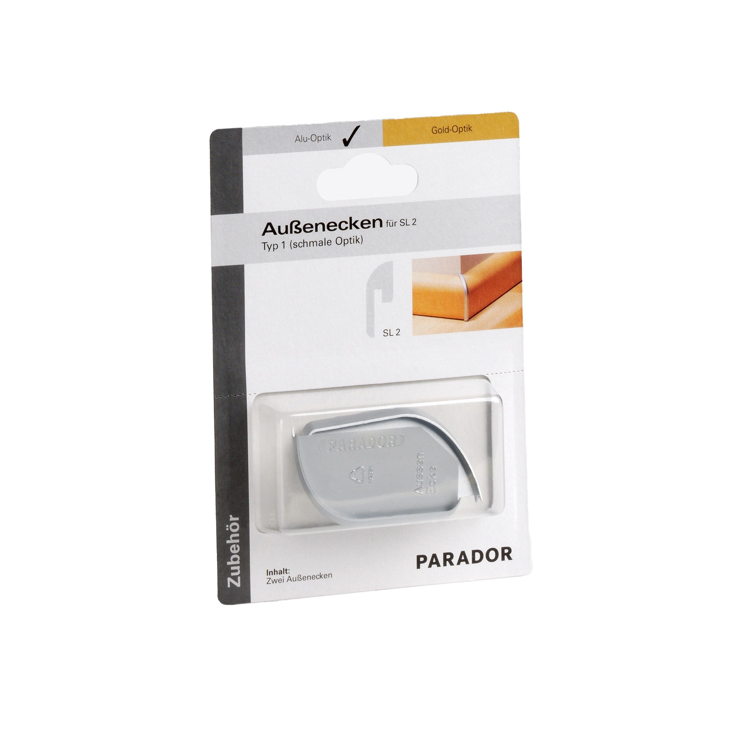 PARADOR Плинтусы-Aussenecke Typ 1 für Плинтусы SL 2, L: 4 cm, H: 14 cm, Für eine optimale und saubere Außenecke, 1-St., Ein Gehrungsschnitt ist erforderlich, Auf die Sockelleiste SL 2 abgestimmt