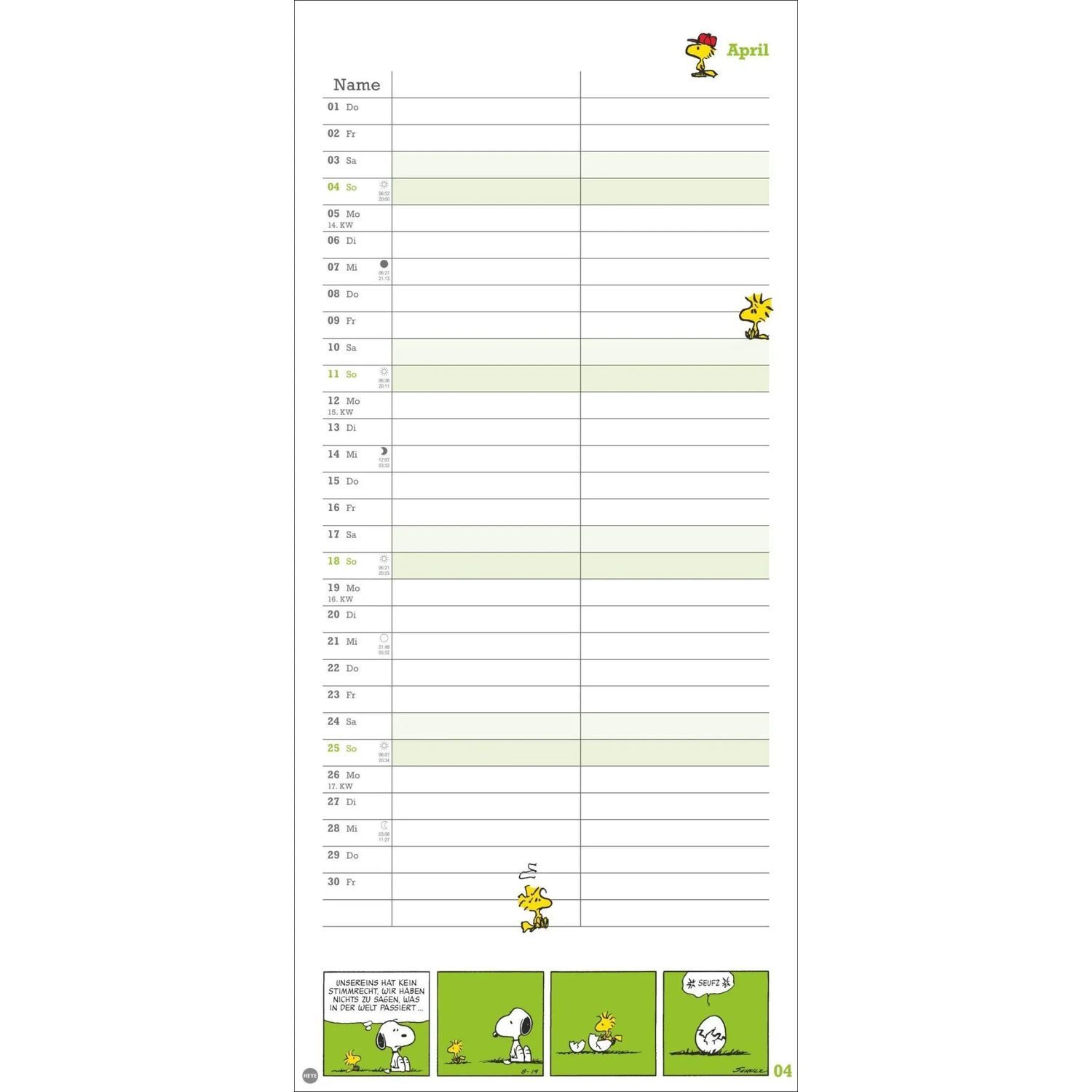 HEYE Wandkalender Peanuts Planer Wir zwei 2027 – Bild 5 von 5