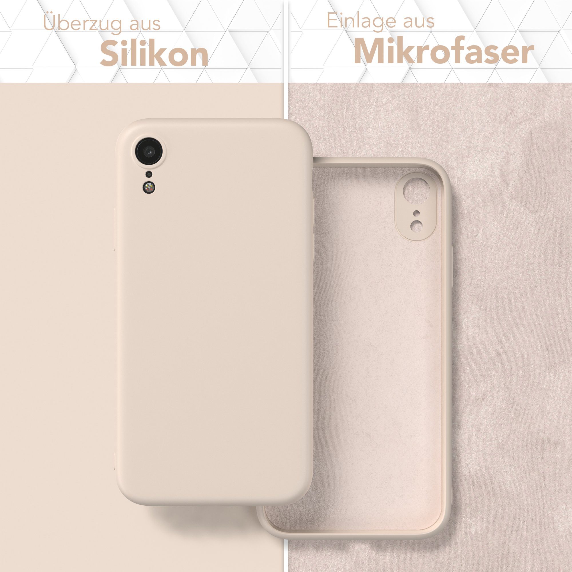 EAZY CASE Handyhülle für Apple iPhone XR Hülle Silikon 6,1 Zoll, Bumper Case Matt Slimcover Silikonschutzhülle elastisch Taupe / Beige