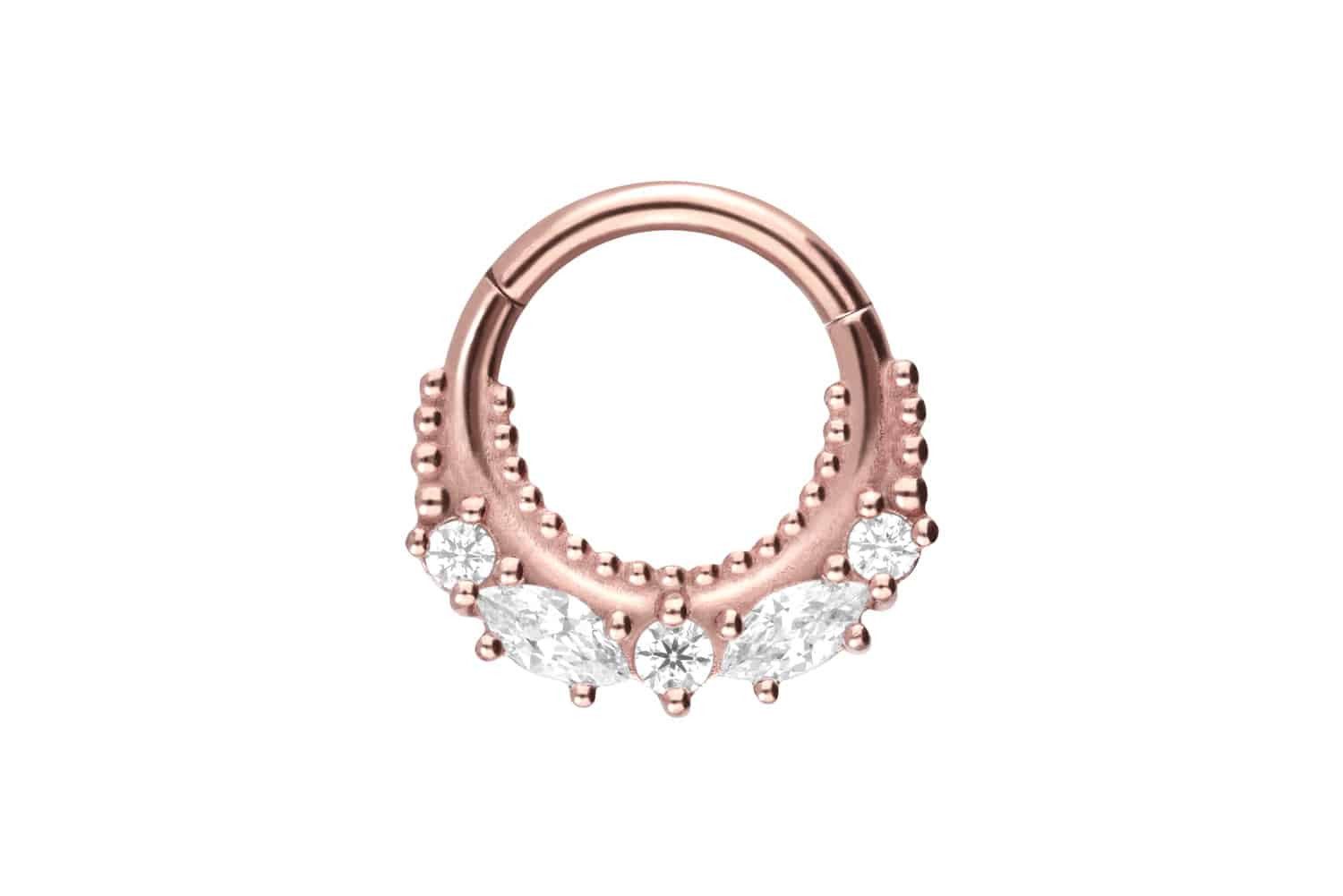 Nasenpiercing Chirurgenstahl Segmentring Clicker 5 KRISTALLE + KUGELN Ohrpiercing
