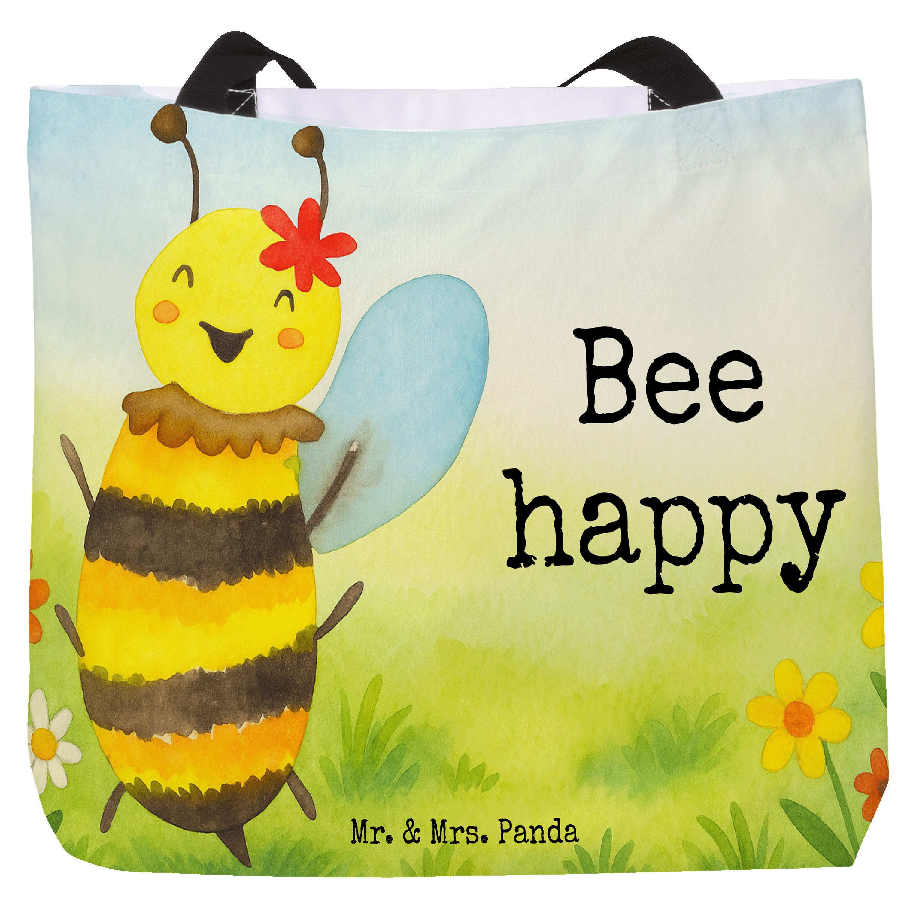 Shopper Biene Happy Design, Schultasche, Weiß, Tragetasche, Tasche, Tote Bag