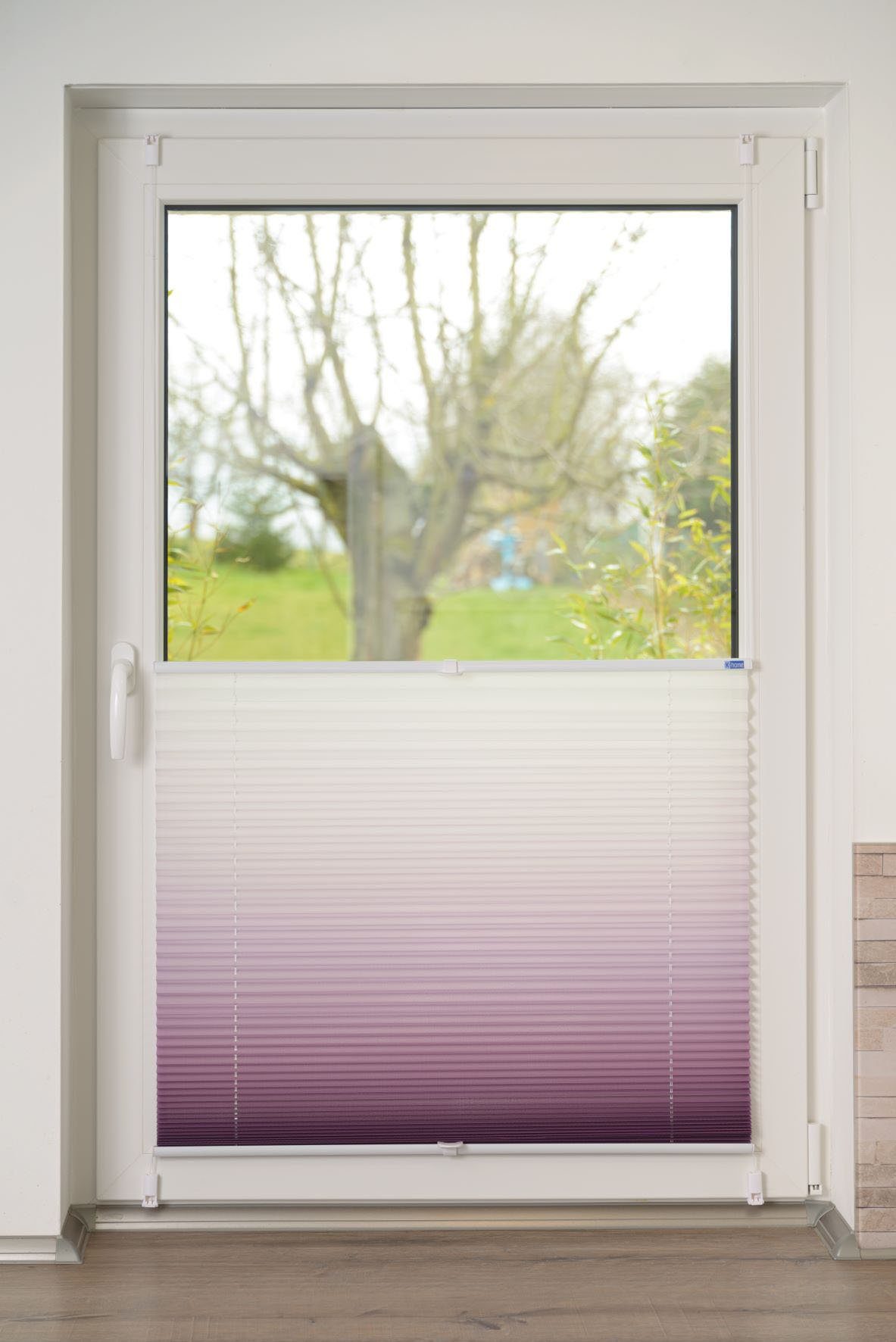 K-HOME Plissee Farbverlauf Sunrise, Lichtschutz, ohne Bohren, verspannt, Klemmfix – Bild 4 von 5