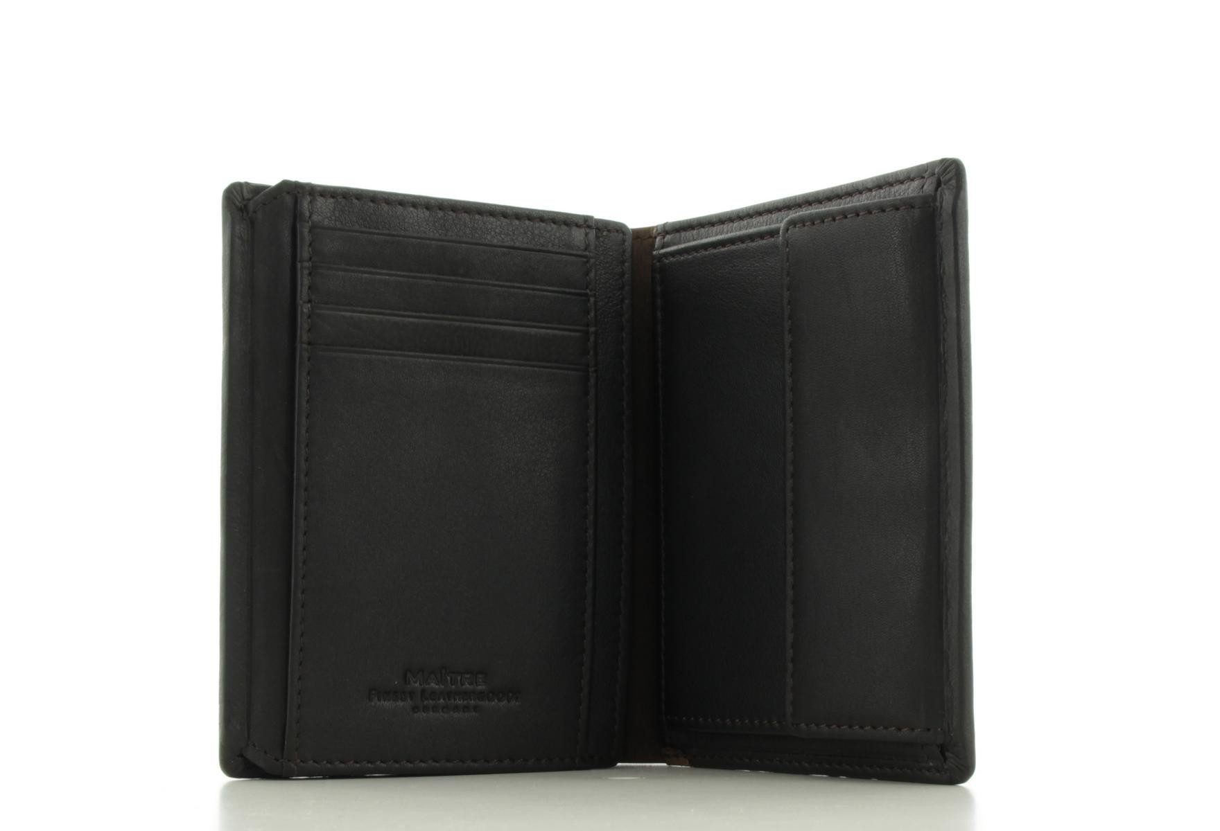 Maître Geldbörse Herren Brieftasche Portemonnaie Leder (1 Stück, 1-tlg), grosszügige Fächer