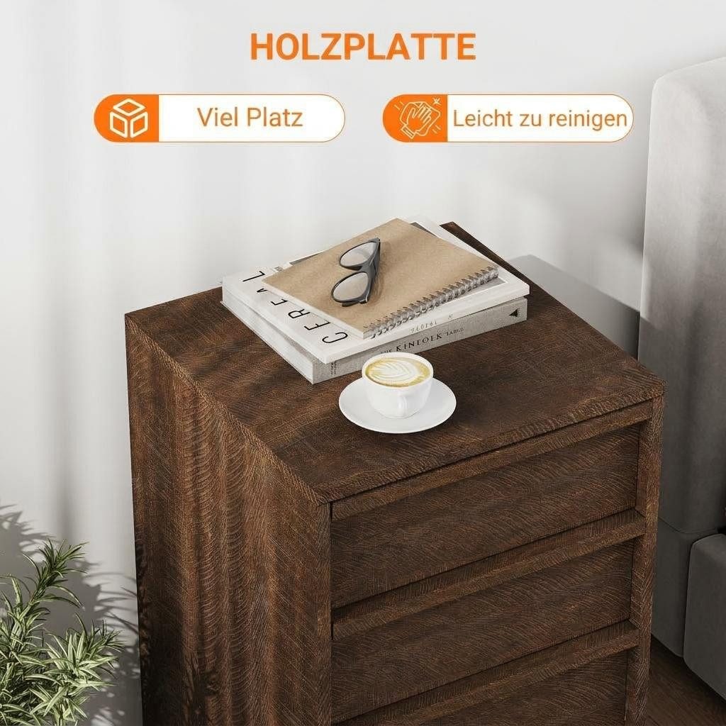 GarveeMore Aktenschrank Rollbarer Computerschrank mit 3 Schubladen Container Stauraumschrank (1-St) 67cm hoch Beistellschrank Druckerstand auf Rollen Mehrzwecks – Bild 5 von 5