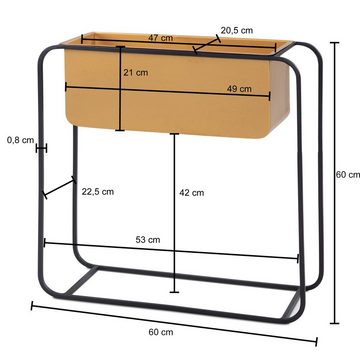 Wohnling Pflanzkübel (Blumentopf 60x60x24 cm, Metall Golden Rechteckig), Pflanzenkübel Indoor, Blumenkübel Pflanzgefäß