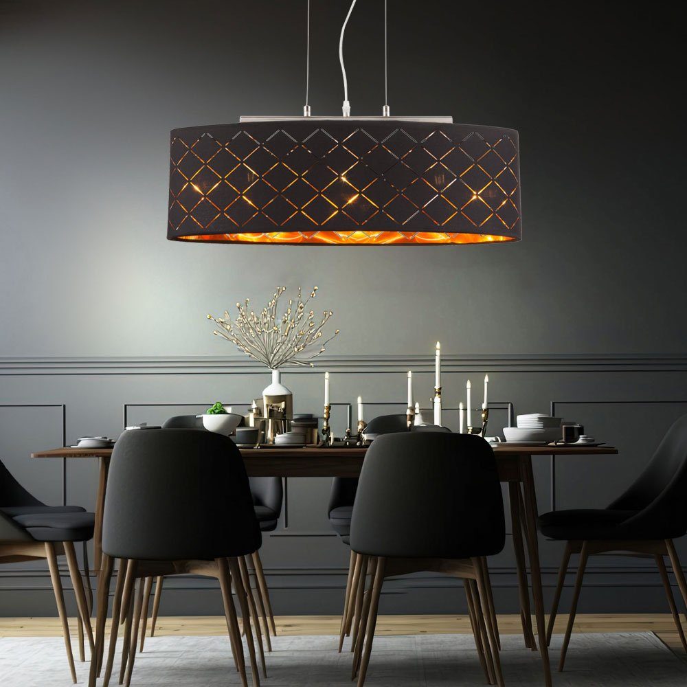 GLOBO LIGHTING Hängeleuchte, Leuchtmittel inklusive, Warmweiß, Deckenleuchte Esszimmer hängend schwarz gold Wohnzimmer hängend
