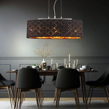 etc-shop LED Pendelleuchte, Leuchtmittel inklusive, Warmweiß, Deckenleuchte Lampe Wohnzimmer hängend schwarz gold Wohnzimmer
