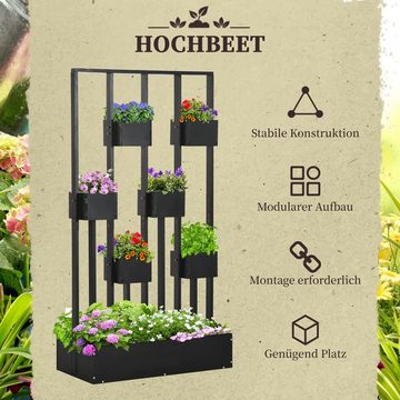 Outsunny Hochbeet Pflanzkasten-Kombination mit Standrahmen (Blumenkasten, 1 St., Hochbeet), für Garten, Balkon, Schwarz