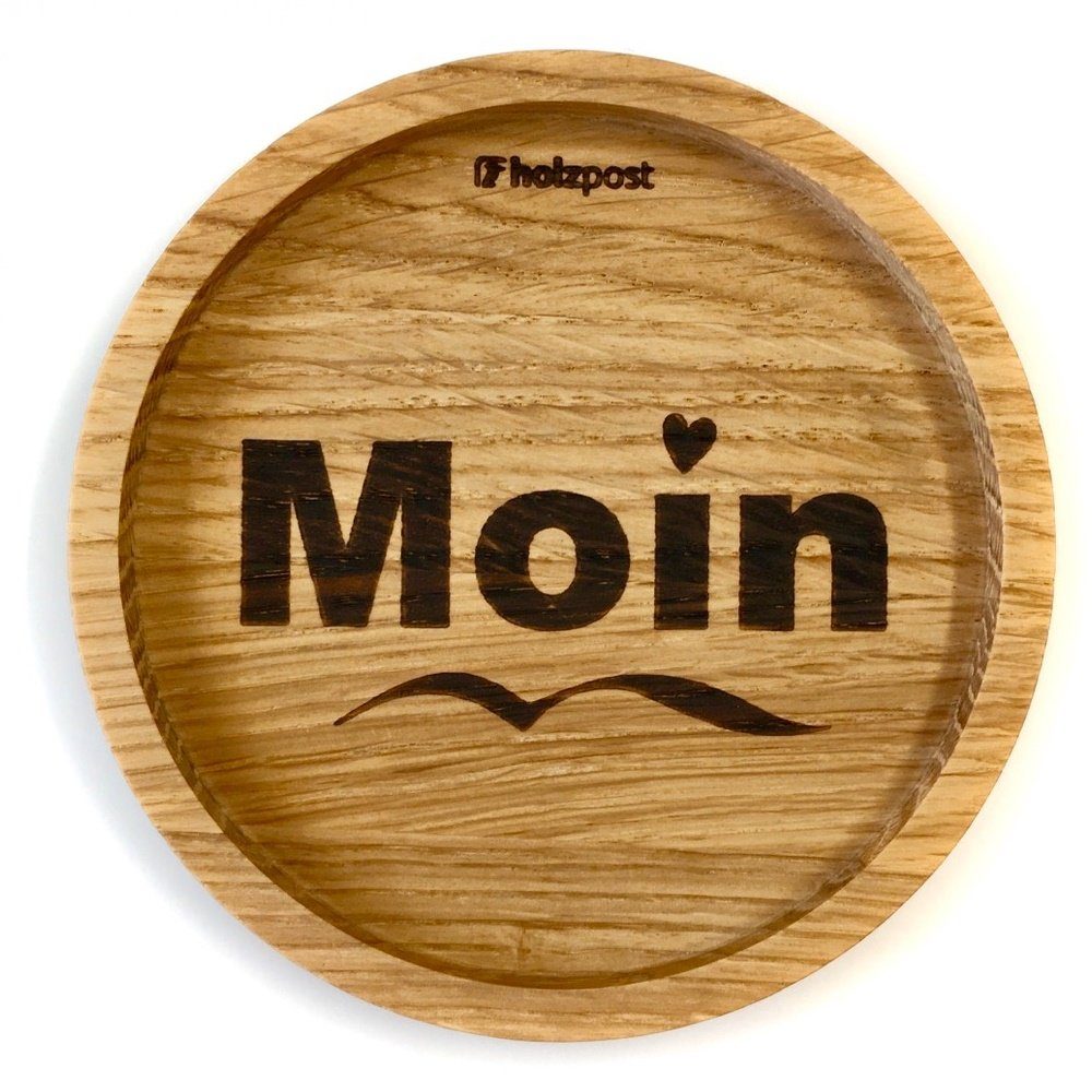 holzpost GmbH Getränkeuntersetzer Holzuntersetzer "Moin Herz", Untersetzer aus massiver Eiche
