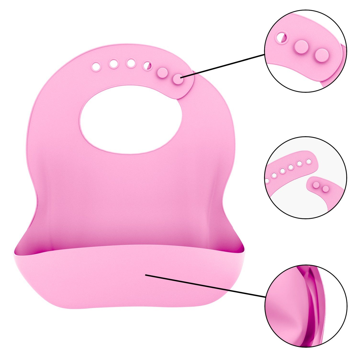 Intirilife Lätzchen, (Baby Lätzchen in ROSA, 1-St), mit Auffangschale BPA-frei spülmaschinenfest