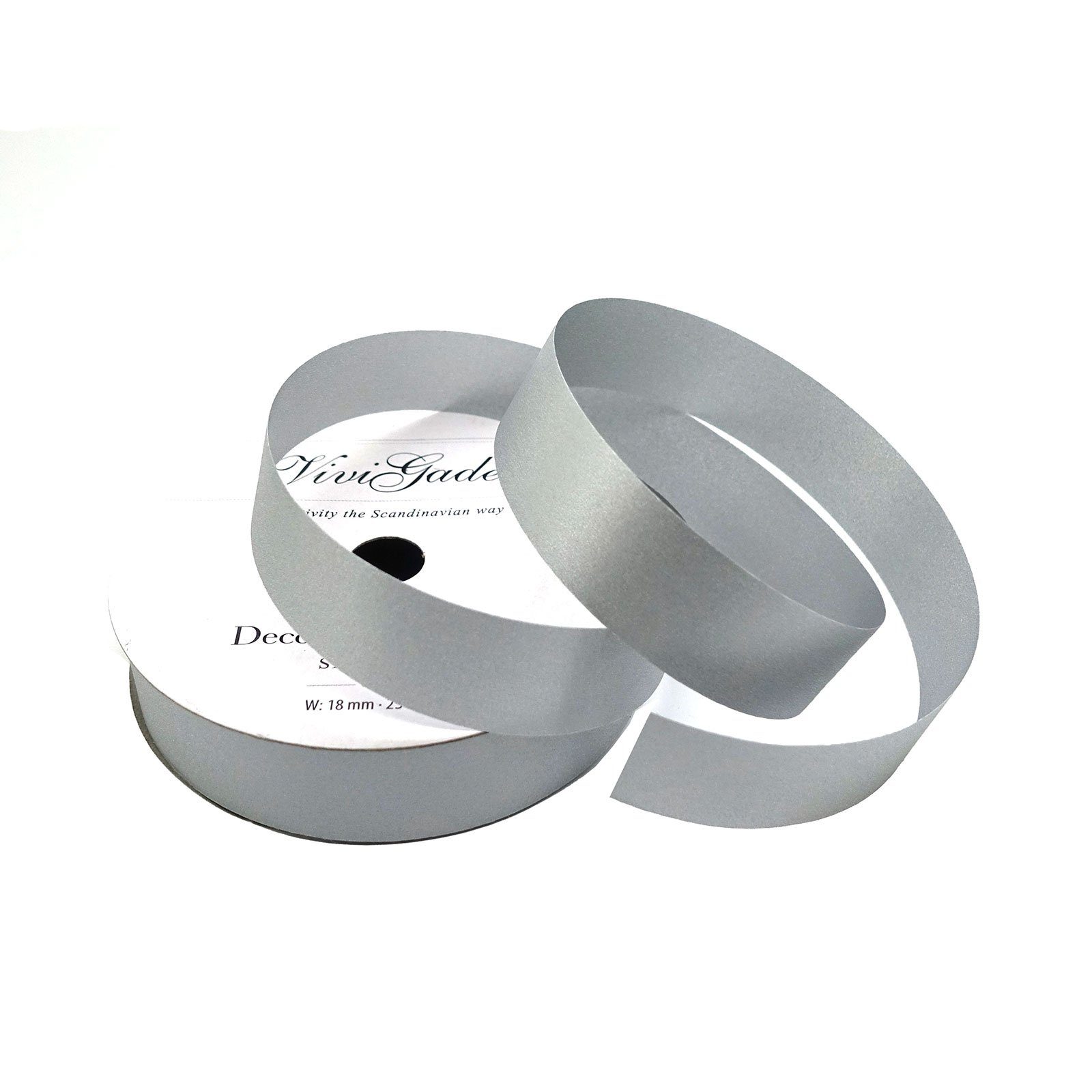 maDDma Geschenkband 25m Geschenkband auf Spule 18mm, silber