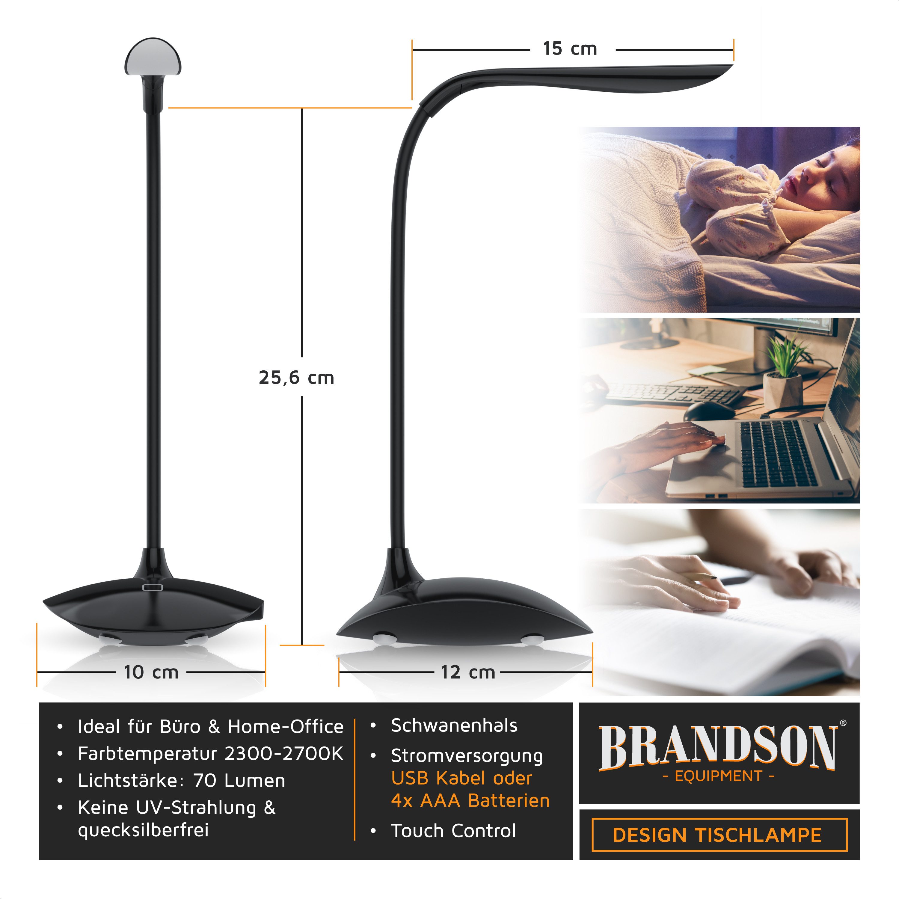 Brandson Schreibtischlampe Bürolampe, Tischleuchte, leuchtstarke 70 Lumen, günstig online kaufen