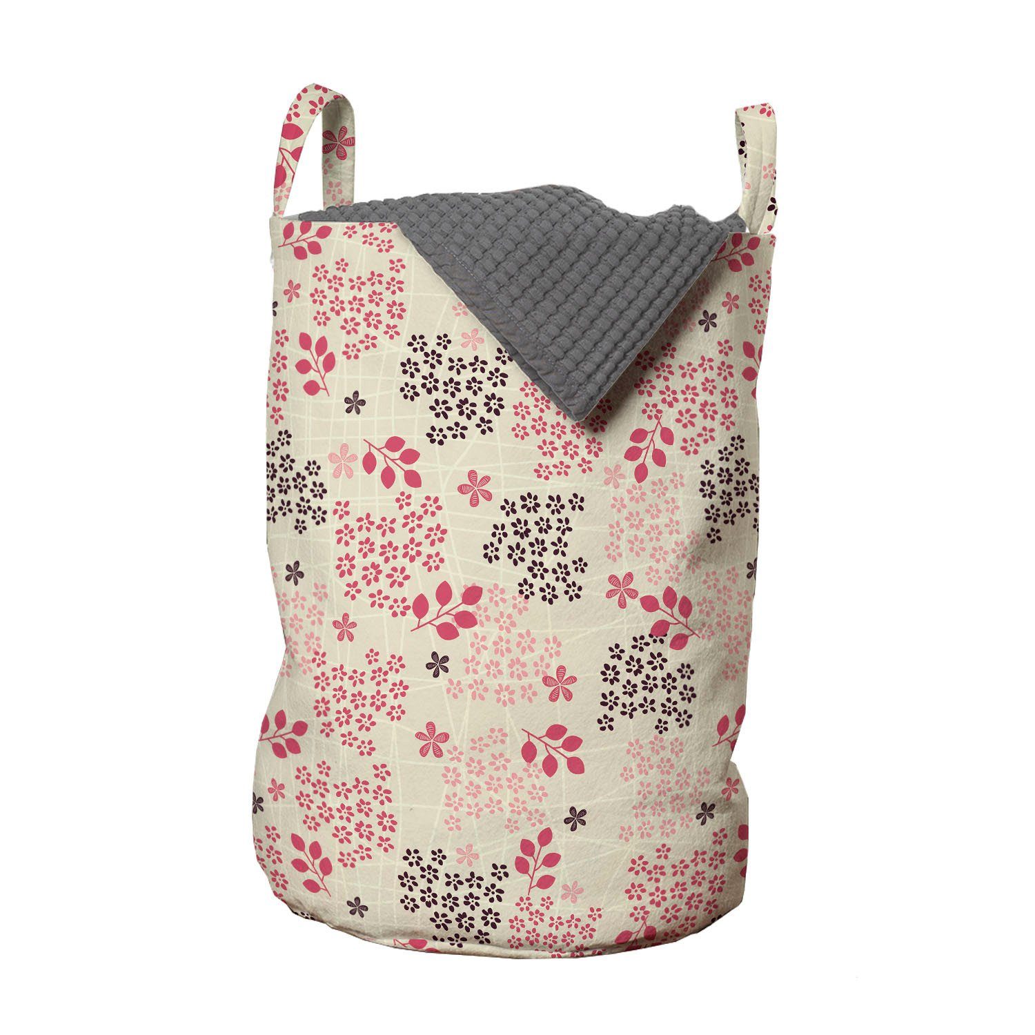 Abakuhaus Wäschesäckchen Wäschekorb mit Griffen Kordelzugverschluss für Waschsalons, Jahrgang Pastellblumen-Blätter