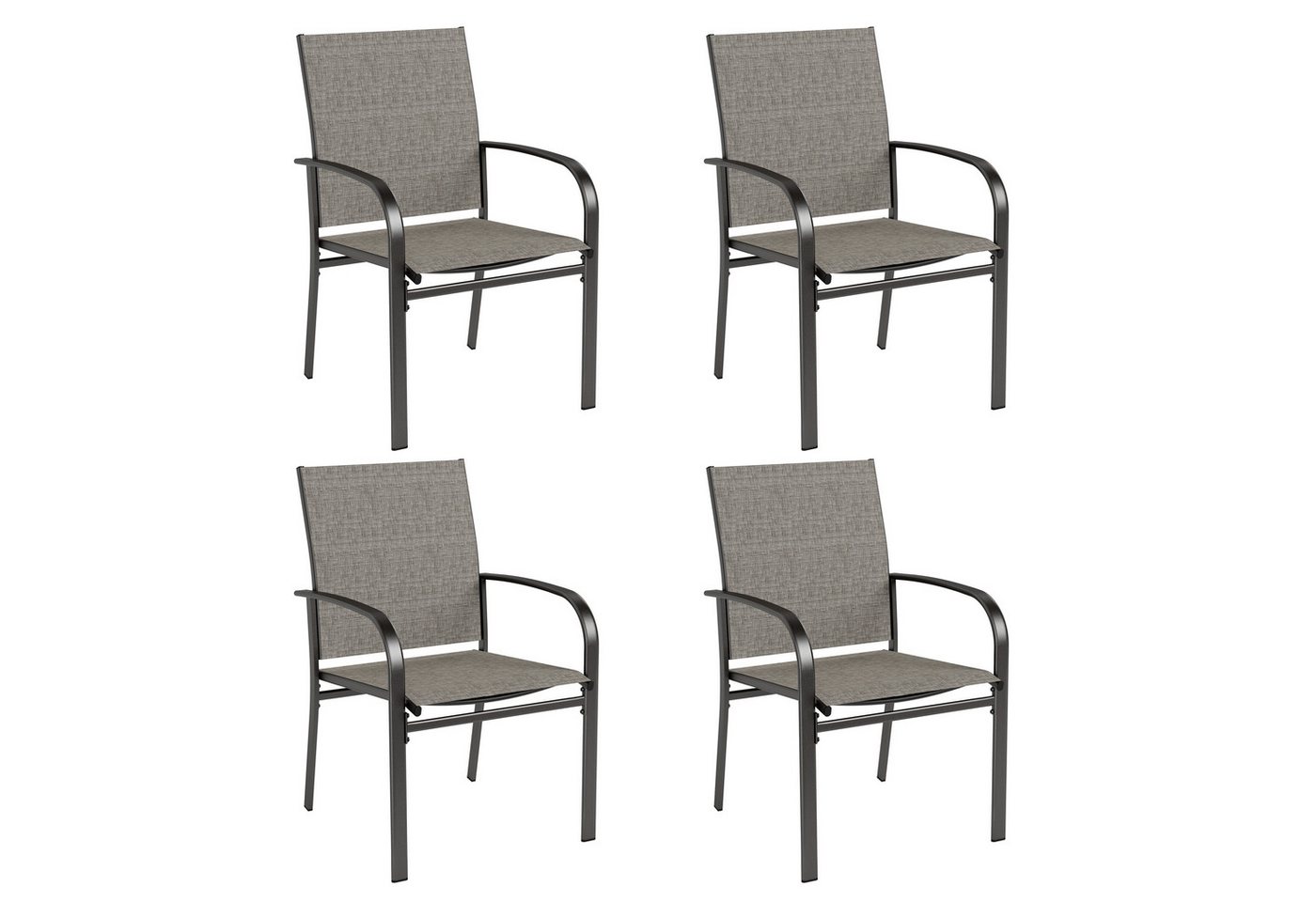 PHI VILLA Gartenstuhl (Gartensessel Outdoor aus Textilene-Gewebe für Garten, Hinterhof, Terrasse, 4 St), Gartenstühle mit E-beschichtetem Metallgestell, Belastbarkeit 150 kg