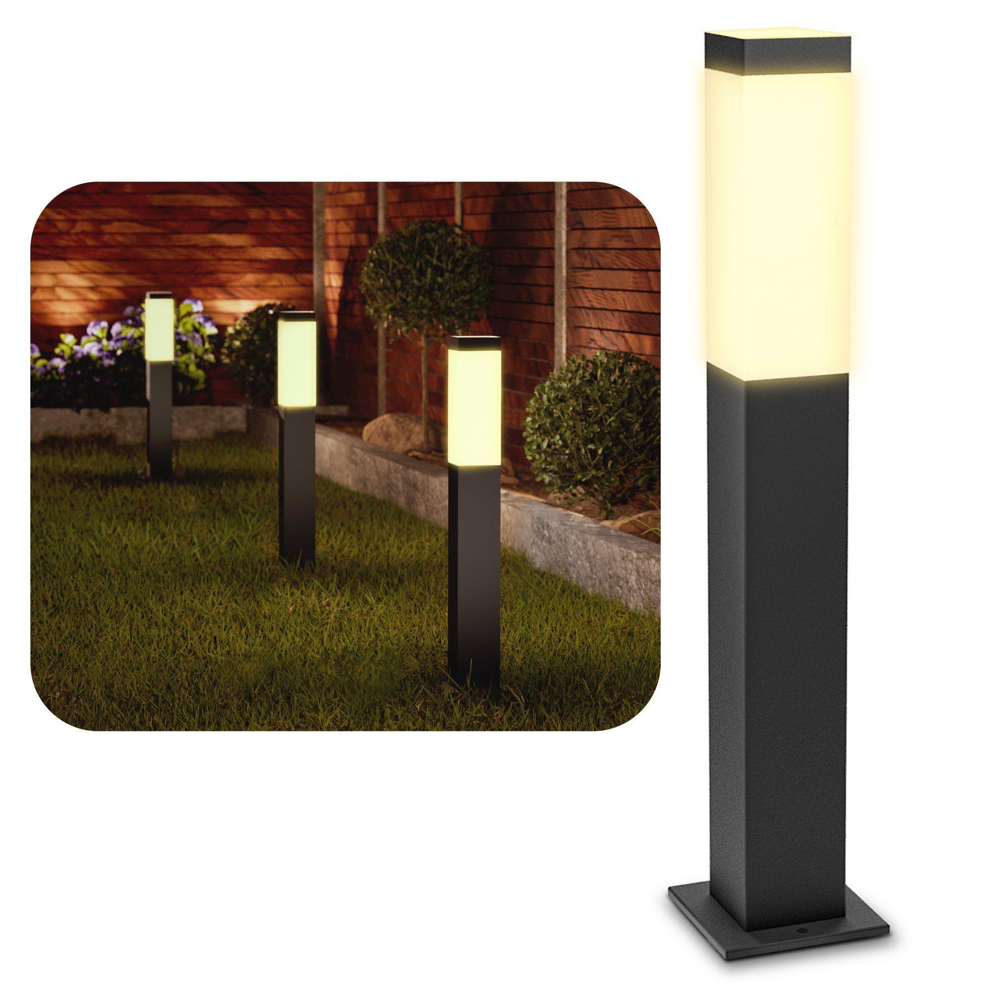 SSC-LUXon LED Gartenstrahler RADIVO Wegeleuchte in anthrazit IP44 Pollerleuchte mit LED E14, Warmweiß