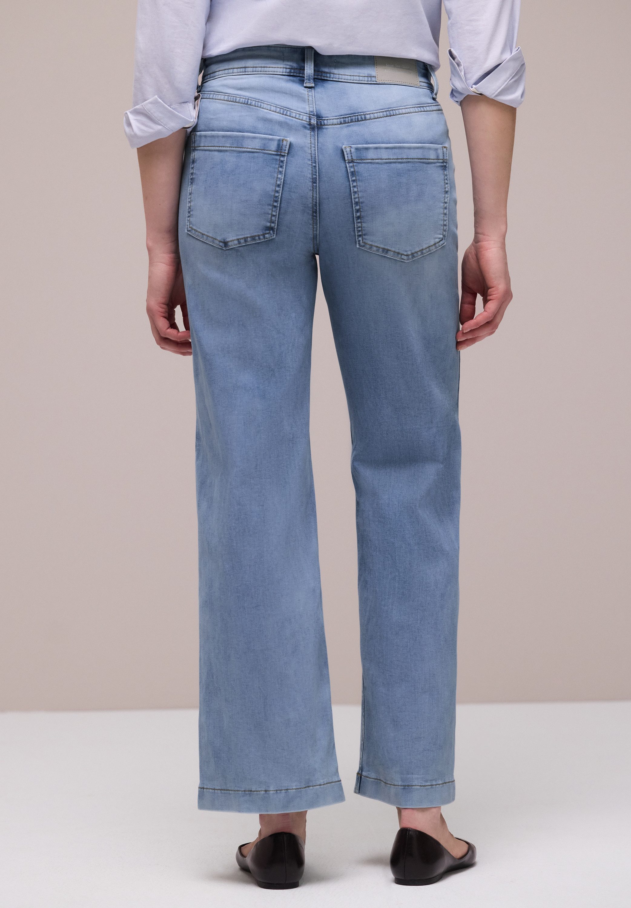 STREET ONE High-waist-Jeans Style Emee mit weitem Bein und Viskose mit Stretch