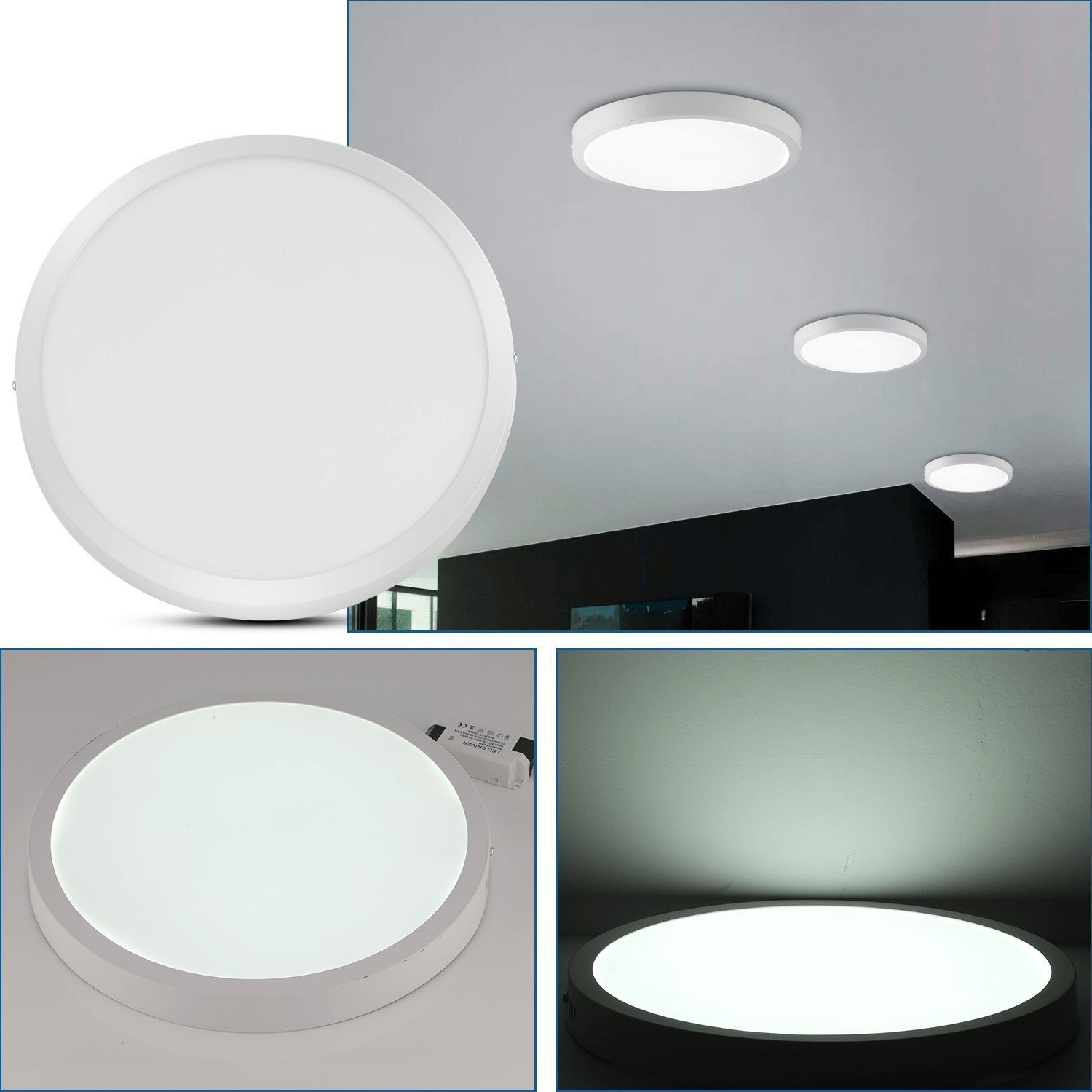 LETGOSPT Deckenleuchte LED Deckenleuchte / Deckenlampe Strahler, Flach, Panel W Tageslicht integriert Lampe fest 18 220 LED mm