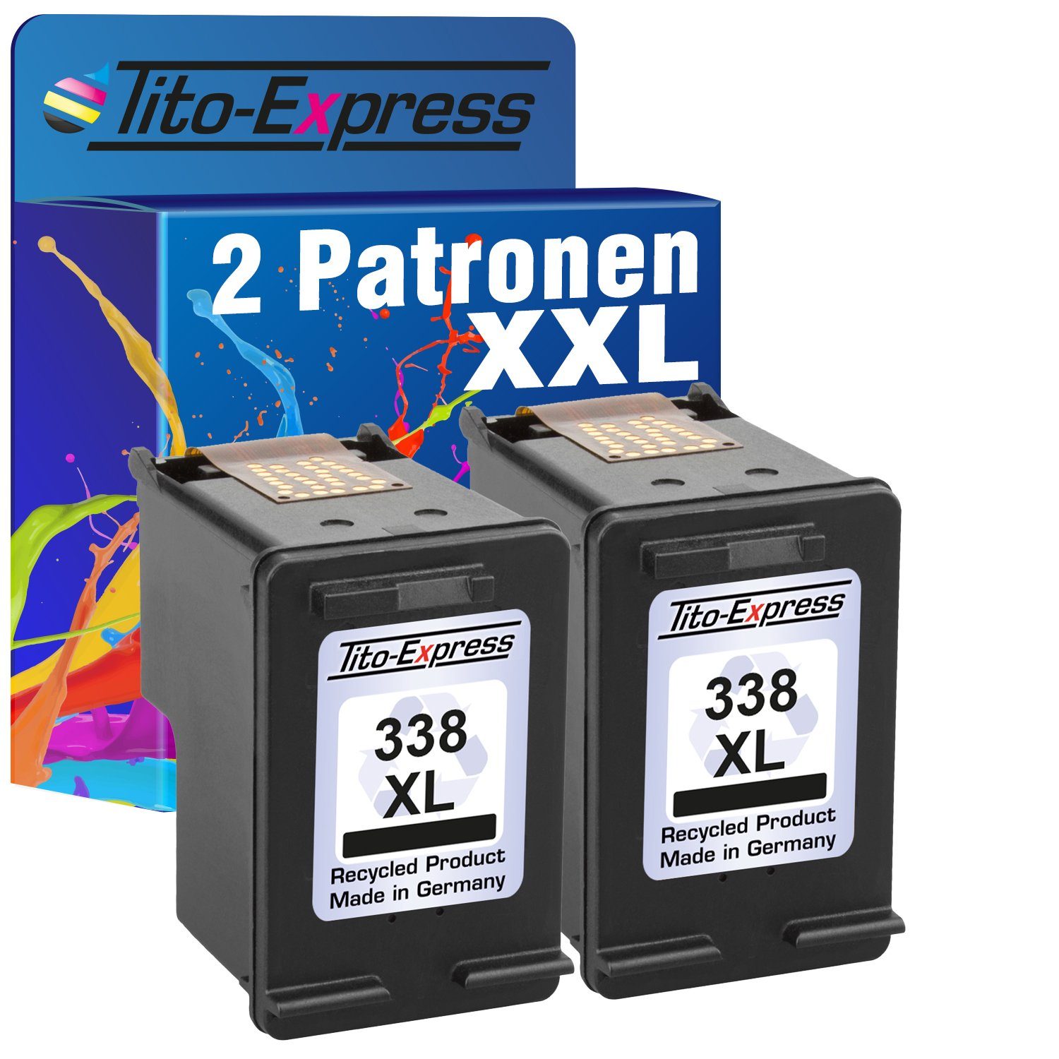 Tito-Express 2er Set ersetzt HP 338 XL HP 338XL HP338XL Black Tintenpatrone (für DeskJet PSC 1510 1610 DeskJet 460 5740 OfficeJet 150 H470)