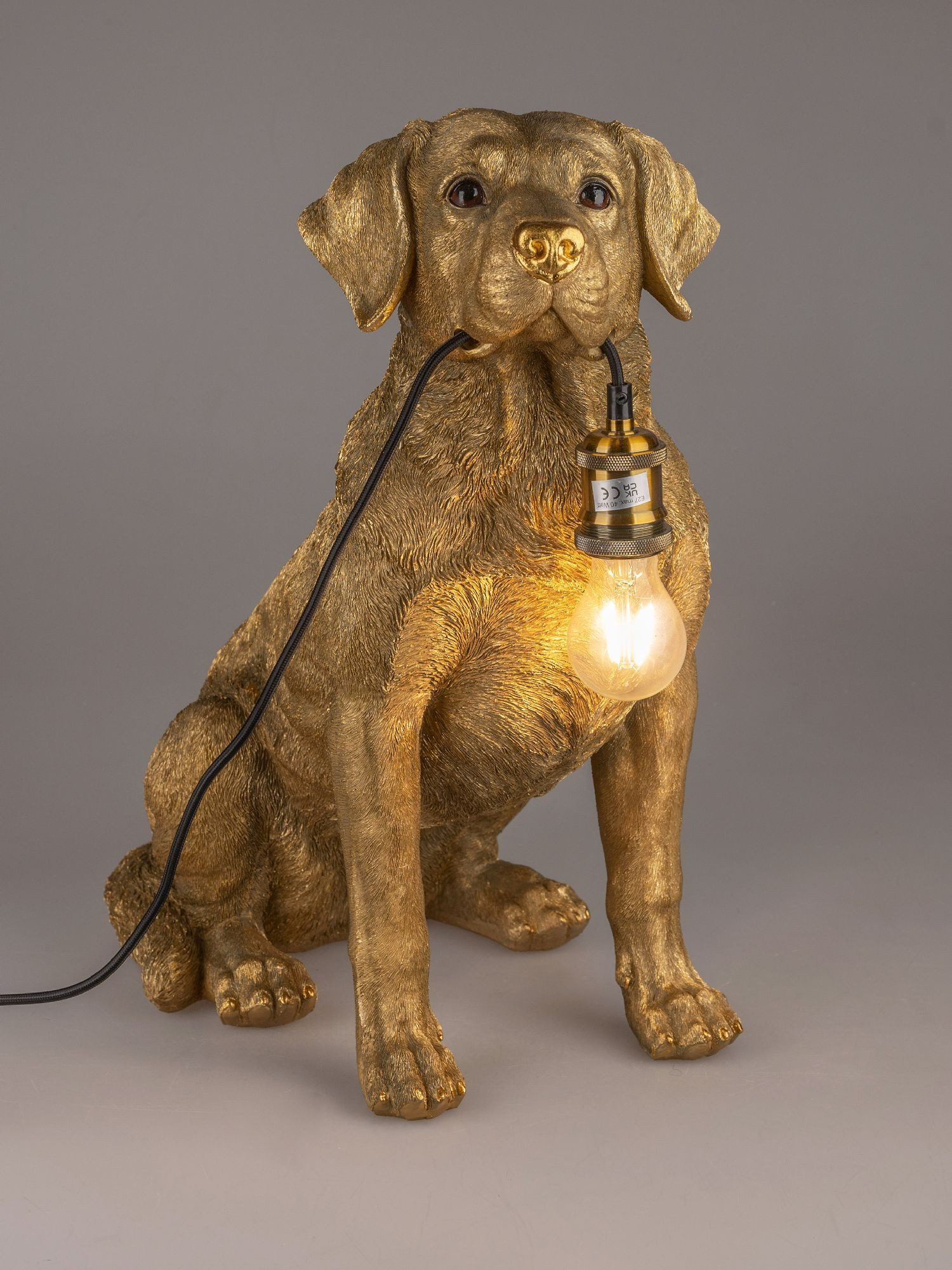 formano Tischleuchte Pop Art Tiere im Anzug, Höhe: 53cm, Farbe: Gold, Motiv: Hund