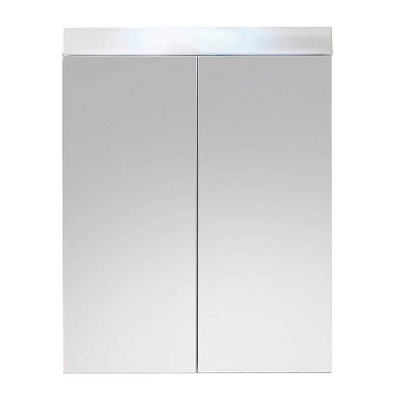 trendteam Spiegelschrank Spiegelschrank Badschrank Waschbeckenunterschrank Weiß 60x77x17cm