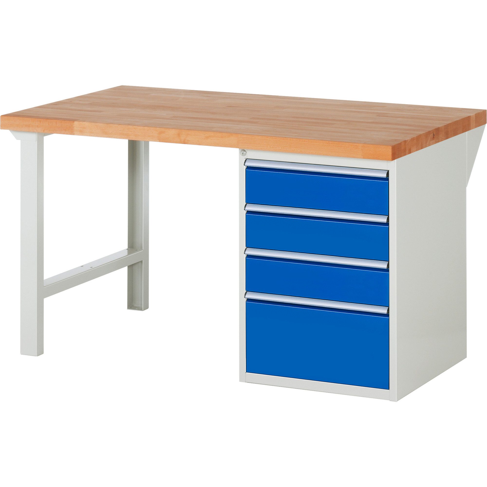 RAU Werkbank Werkbank 1500x900x890mm 4xSchublade-TA lichtgrau/enzianblau
