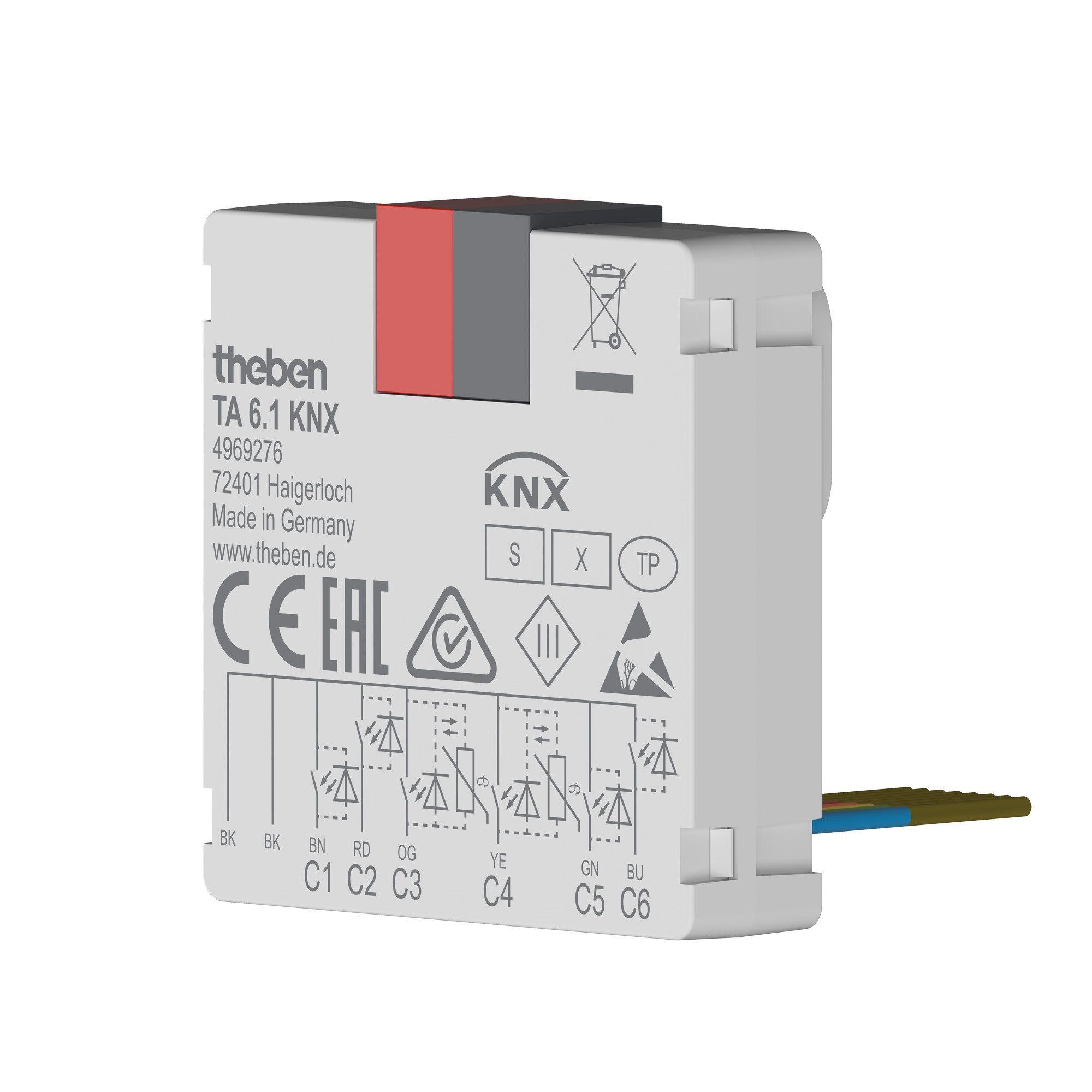 theben TA 6.1 KNX Smart-Home-Steuerelement, 6-fach Binäreingang, KNX TP, Data Secure, 2 NTC, bis 30m