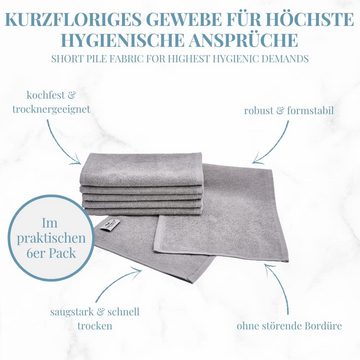 Carenesse Rasierset 6x Rasiertücher 22 x 70 cm grau, hygienische & saugstarke Baumwolle, Barber Towel: perfekte Passform Premium Studioqualität Rasiertuch