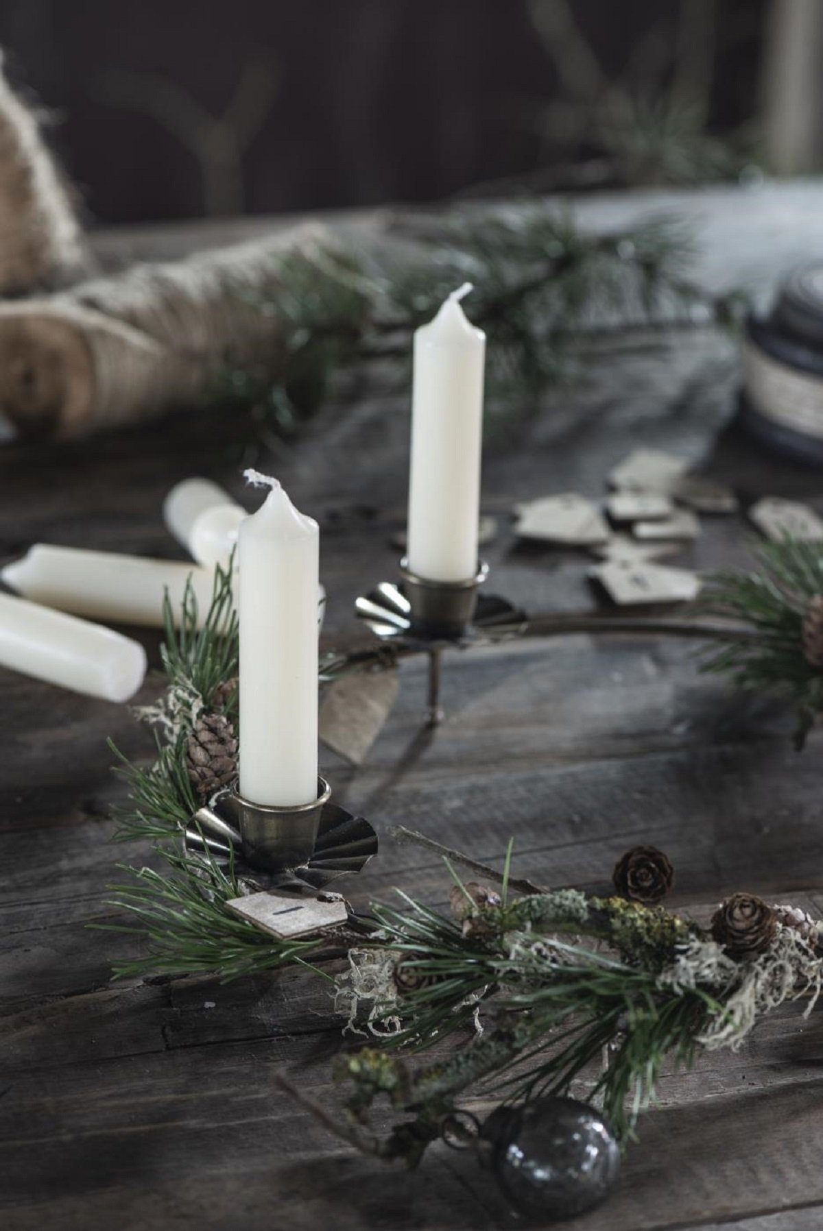 Set Weihnachten Laursen Advents (4er 1-4 Kerze Set Windlicht Adventsanhänger) Laursen Zahlen Holz Anhänger IB Ib Geschenk natur